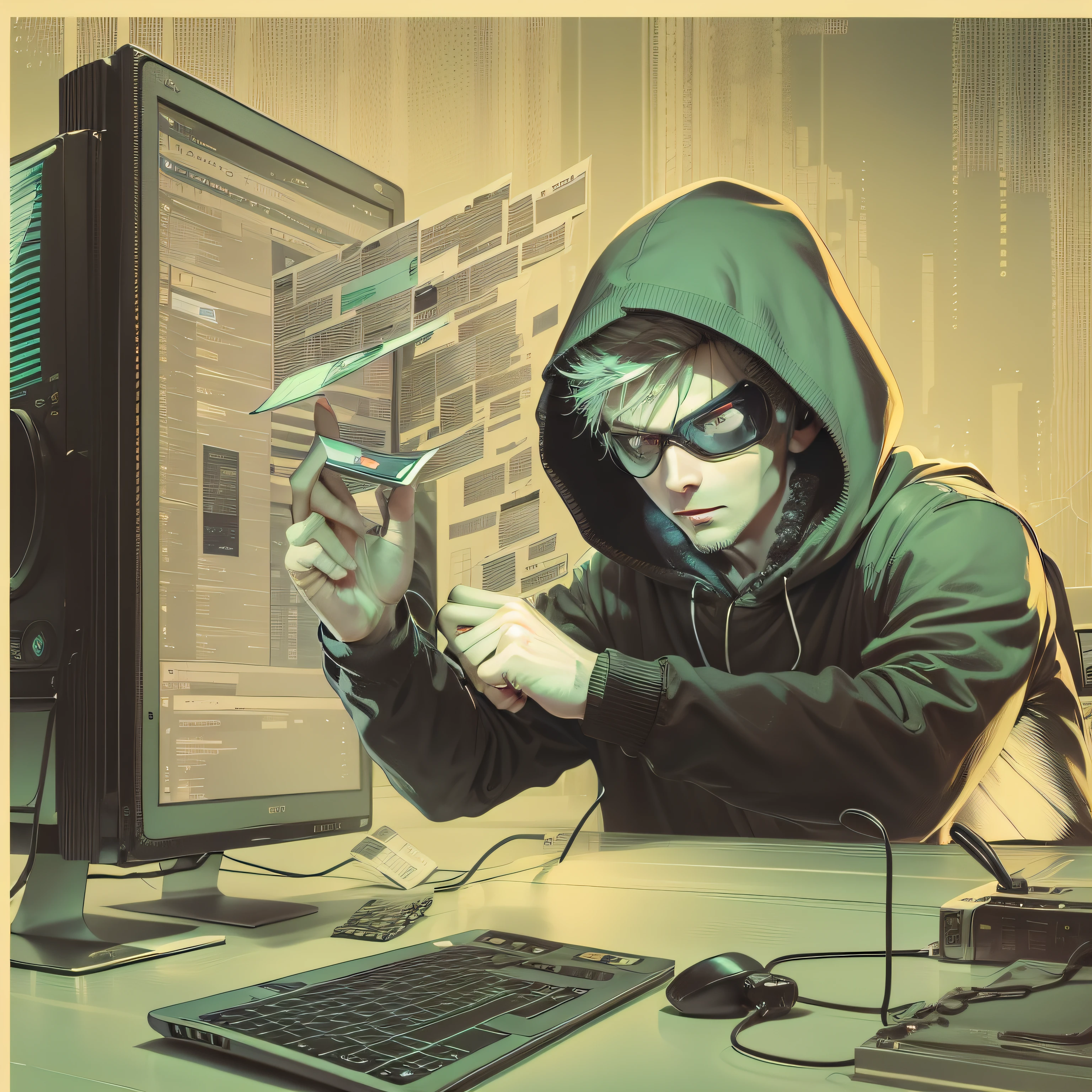 Image of a hacker stealing user data and threatening to put the data on the internet without showing hands