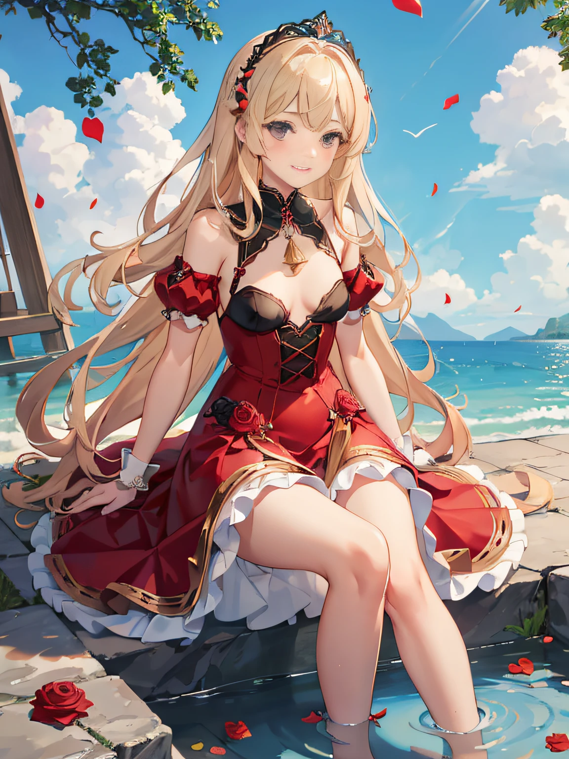 ((masterpiece)), (top-quality), (detaileds),4K resolution. 1 Girl Sharp Focus、a blond,Princess Cut,odd eye,Older sister,diet,long,Red Rosa,tiarra,Black Dress,curlyhair,small tit,small tits,Cool,Rose Dress,embroideries,oriental,A sexy,Sareme,garden,Sunnyday,blue-sky,Confetti、small nose,narrow nose and small nose,,,,,,,,,,,,,,,,,,,,,,,,,,,,,,,,High small nose,small nostrils,see -through,Full body like,oblique,1girl in,Golden hair color,Light hair color,Beige hair color,Rosa,Red Rose,Rosa,Red Rose,Rose Dress,weddingdress,Arm Cover,Adults,adult lady,veils,Kamimei,Red Rose,Rosa,Rosa,Rosa,Rosa,Rosa,Red Rose,Big sister,adult lady,adult lady,adult lady,,adult lady,adult lady,Adult Women Mermaid Dresses,Mermaid Dresses,corsets,corsets,corsets,corsets,A smile,Straight bangs