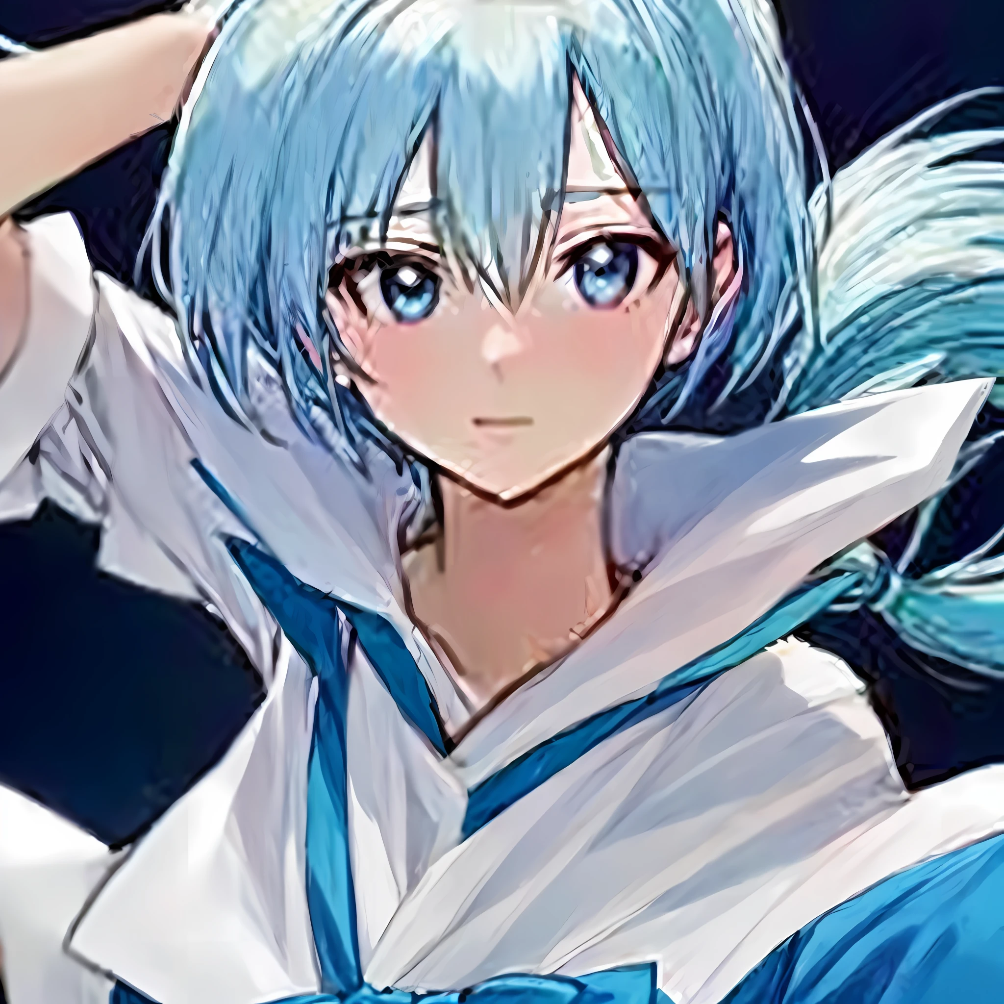 Close up portrait of a person with blue hair and white shirt, inspired by Rumiko Takahashi, rumiko, Rei Hiroe, Ayanami, Rei Ayanami, Anime girl with teal hair, sakimichan, inspired by Rei Kamoi, by Rumiko Takahashi, bulma from dragon ball, Fubuki, Misato Katsuragi(top-quality、8K、32K、masterpiece、nffsw:1.2)、