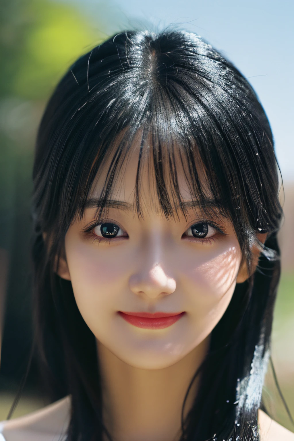 Highly detailed image quality, best quality, super detailed, photorealistic, highly detailed anime images, unparalleled beautiful girl, long black hair, highly detailed eyes, highly detailed face, highly detailed expression, smile