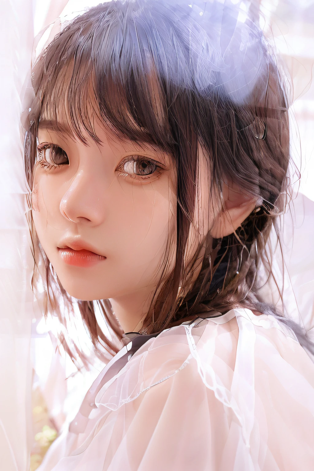 Dressed, (Photorealistic: 1.4), (Hyperrealistic: 1.4), (Realistic: 1.3), (Smooth Lighting: 1.05), (Cinematic Lighting Quality Improvement: 0.9), 32K, 1 Girl, 15 Year Old Girl, Realistic Lighting, Backlit, Face Lights, Ray Tracking, (Bright Light: 1.2), (Quality Improvement: 1.4), ( Top quality realistic texture skin: 1.4), fine detailed eyes, detailed face, fine quality eyes, (tired, sleepy and satisfied: 0.0), face close-up, t-shirt, (enhance body line atmosphere: 1.1), (enhance skin texture beauty: 1.1)