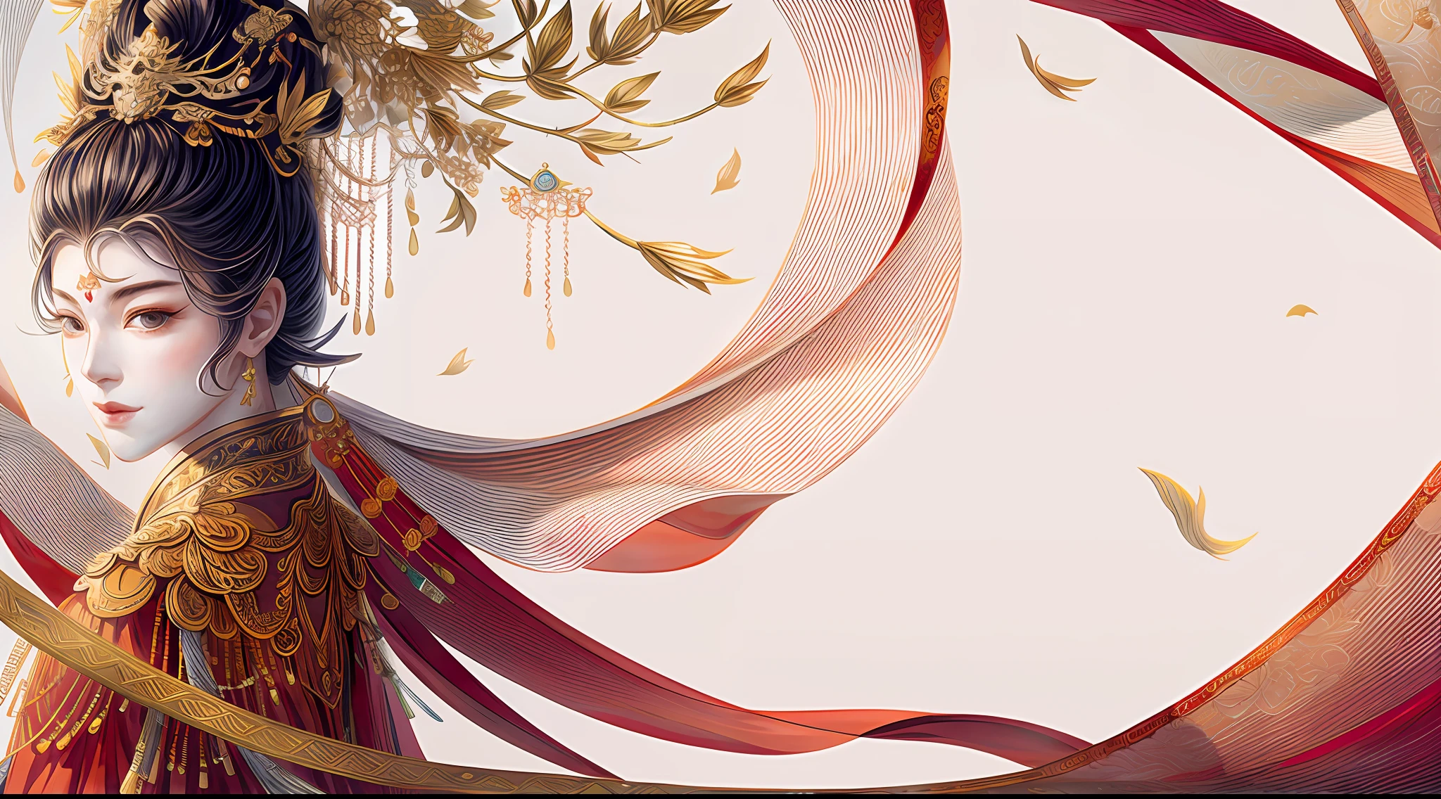 A girl, ancient Chinese costume, sunshine, clear face, clean white background, masterpiece, super detail, epic composition, ultra HD, high quality, extremely detailed, official art, uniform 8k wallpaper, super detail, 32k -- v 6