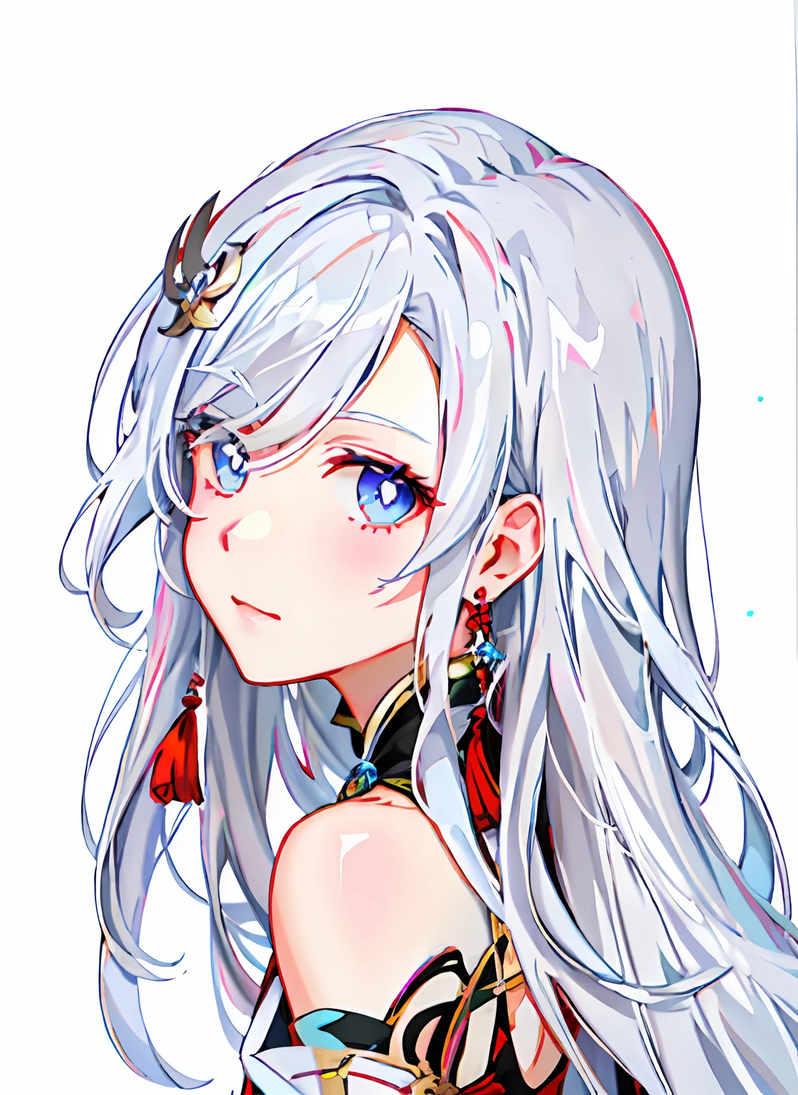 Anime girl with long white hair and blue eyes, white-haired god, white haired Cangcang, White-haired, Perfect white haired girl, silber hair, Silver hair girl, Girl with white hair, Girl silver hair, white haired lady, Silver hair (pony tails), style of anime4 K, anime girl profile, whaite hair, white-hair pretty face, a beautiful anime portrait