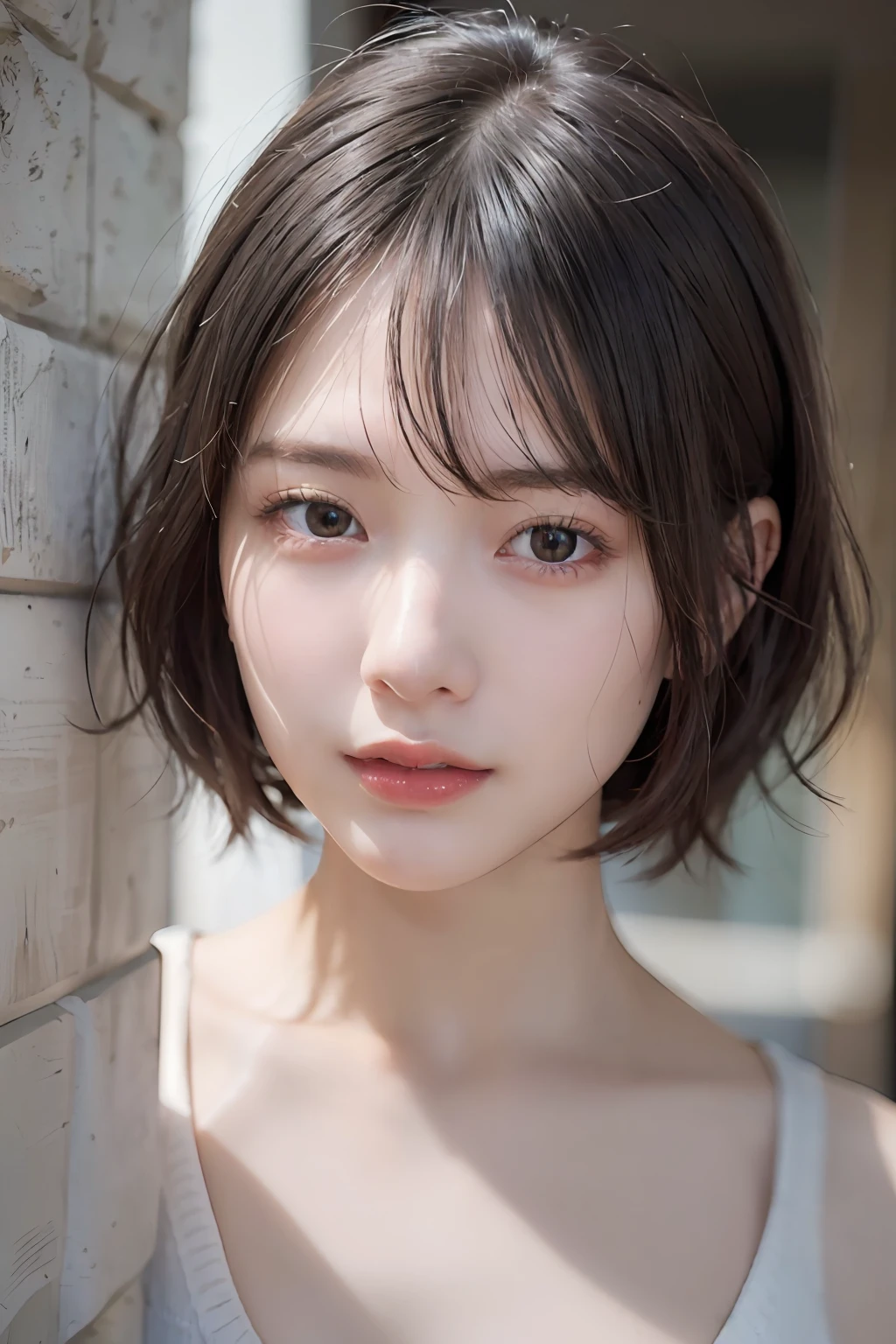 (masterpiece:1.3), (8k, photorealistic, RAW photo, best quality: 1.4), (1girl), beautiful face, (realistic face), (black hair, short hair:1.3), beautiful hairstyle, realistic eyes, beautiful detailed eyes, (realistic skin), beautiful skin, (sweater), absurdres, attractive, ultra high res, ultra realistic, highly detailed, golden ratio