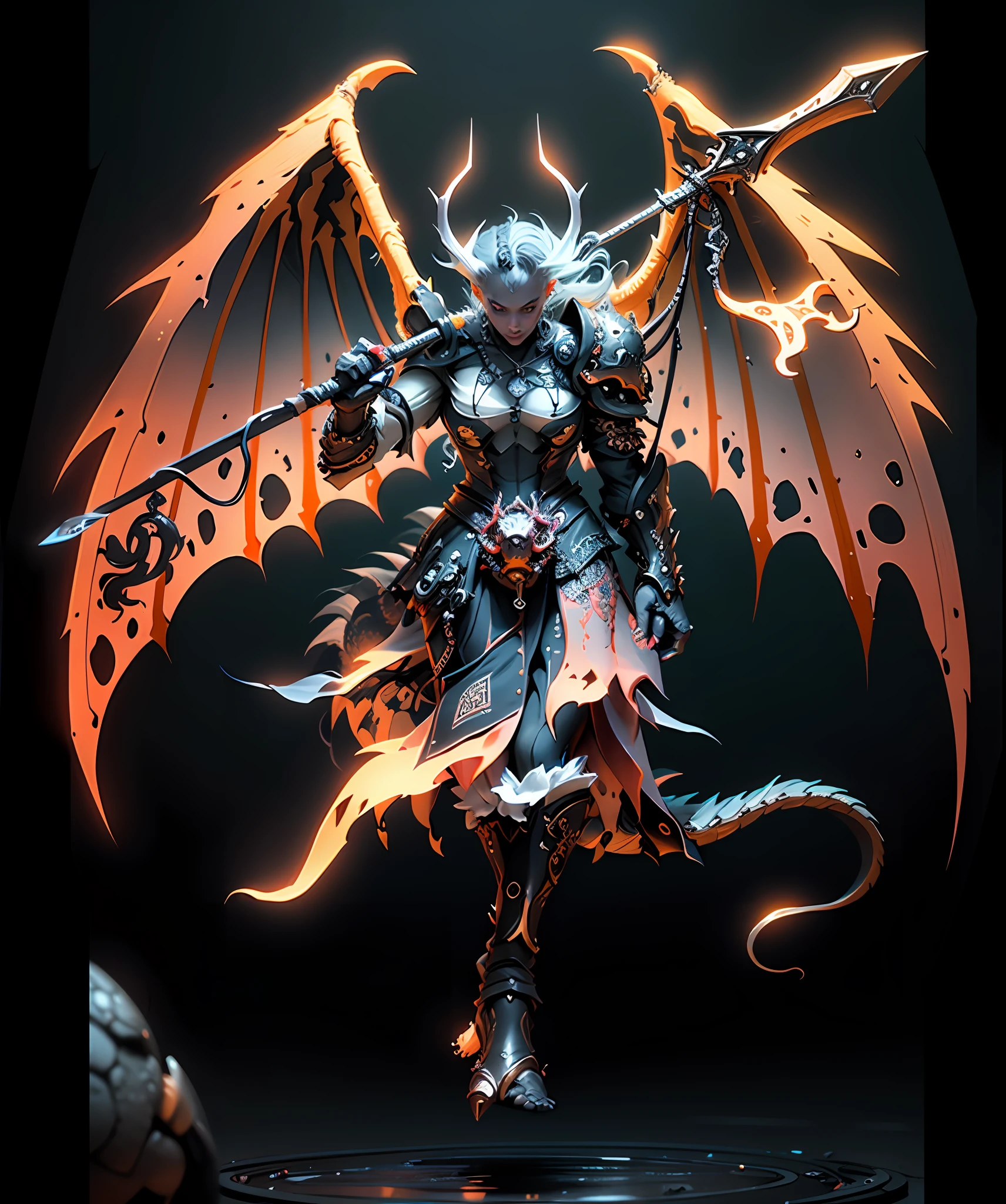 Full body pose, surreal photo of cute demon, dim volumetric lighting, 8 k, octane beautifully rendered, very detailed, intricate, epic composition, cinematic lighting, masterpiece, art station trend, very, very detailed, stunning, HDR, smooth, sharp focus, high resolution, award-winning, winning photo, SLR, 5 0 mm