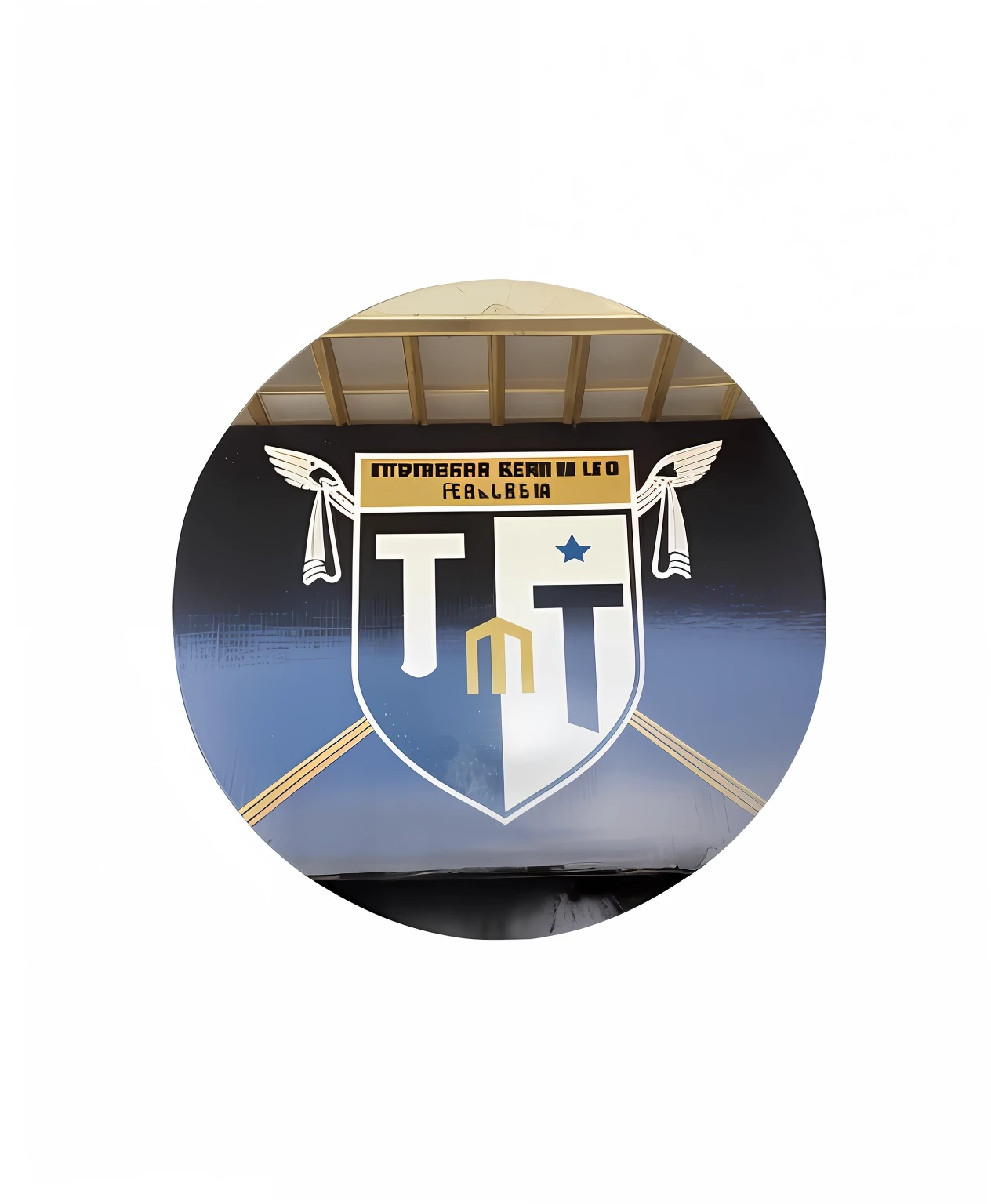 imagem arafed de um distintivo com um escudo e duas espadas, sem texto, logotipo redondo, logotipo arredondado, header with logo, TF 1, Folha de estanho, technical, imagem limpa, 🐝👗👾, technological, sem texto, 🇺🇦, distintivo, tempera, emblema, aparado, Tzimisce, exploitable image