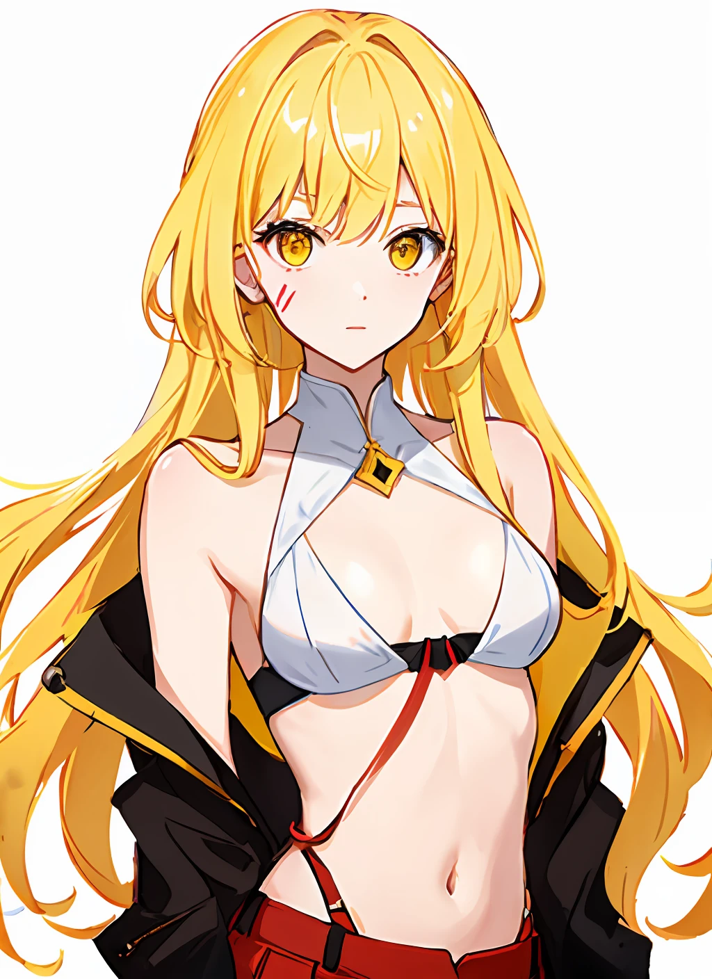Kizi,underdressing,quadratic element,Be red in the face,white skinned,A yellow-haired,A half body,Bigchest