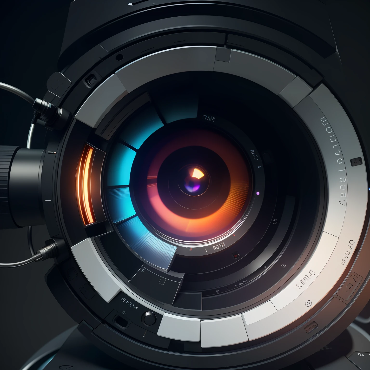 Close-up of camera lens,There is a bright light in the center, pov camera looking into the maw, cinema 4d cinematic render, Realistic anamorphic shots, 8 k octanerender, Anamorphic lenses, hyperrealistic octane render, Clear focus and octane rendering, illusory engine. sigma 35mm, 3 d render 8 k shoot,Enhance the depiction of details,真实感