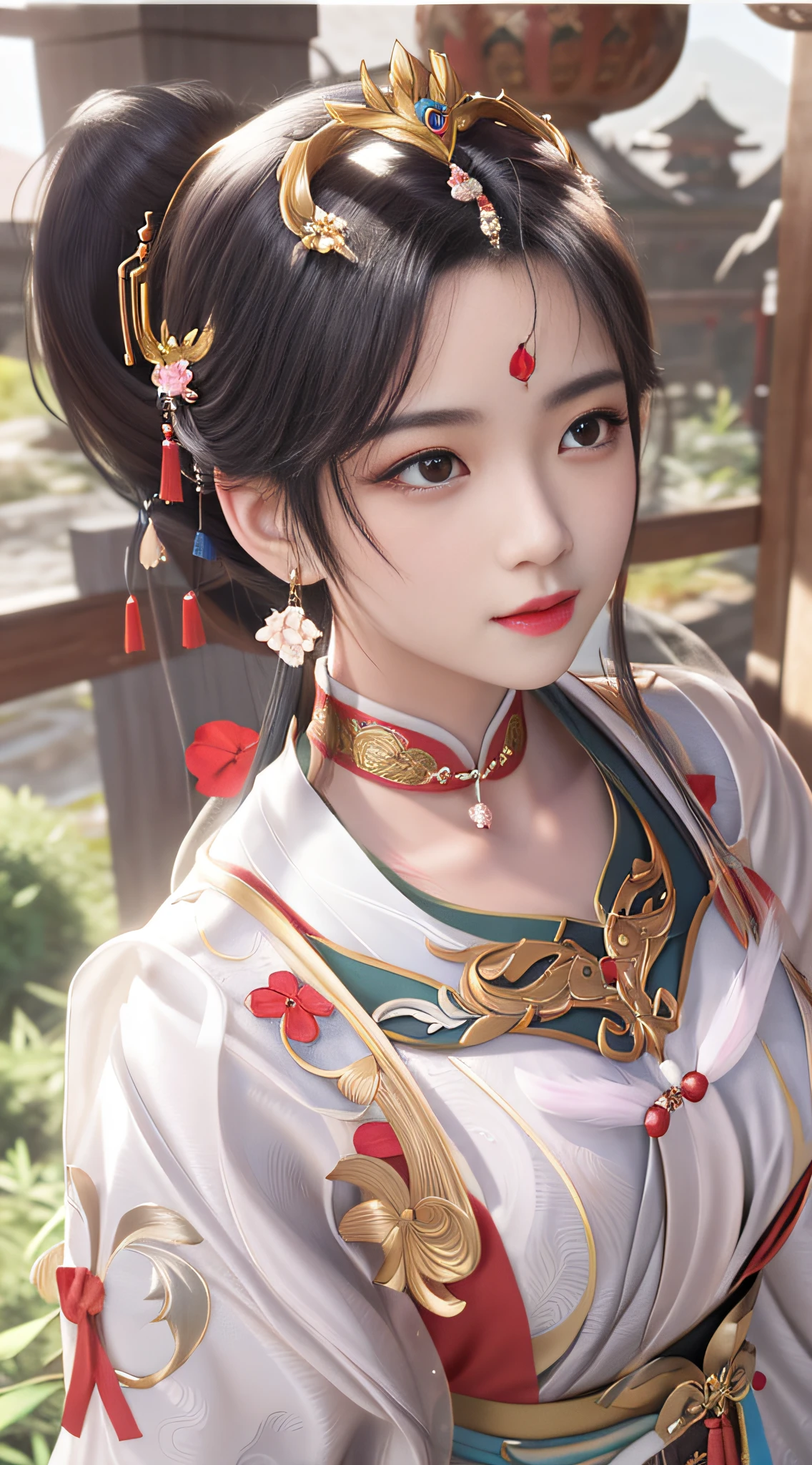 Asian women,breasts are very large,The hair was long, Palace , A girl in Hanfu, Guviz-style artwork, Inspired by Lan Ying, trending on cgstation, Guviz, trending at cgstation, a beautiful fantasy empress, Inspired by Qiu Ying, Beautiful character painting, Inspired by Huang Ji, by Yang J