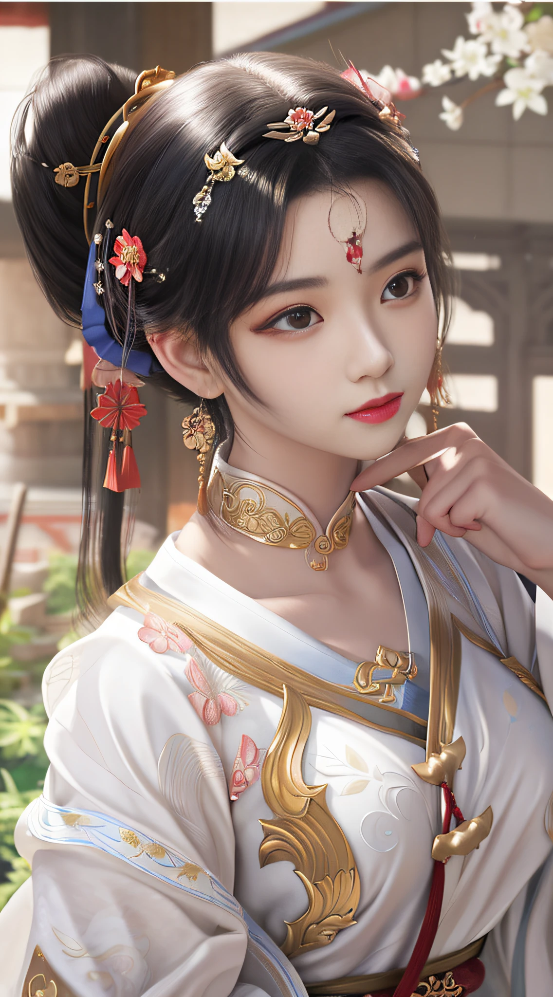 Asian women,breasts are very large,The hair was long, Palace , A girl in Hanfu, Guviz-style artwork, Inspired by Lan Ying, trending on cgstation, Guviz, trending at cgstation, a beautiful fantasy empress, Inspired by Qiu Ying, Beautiful character painting, Inspired by Huang Ji, by Yang J