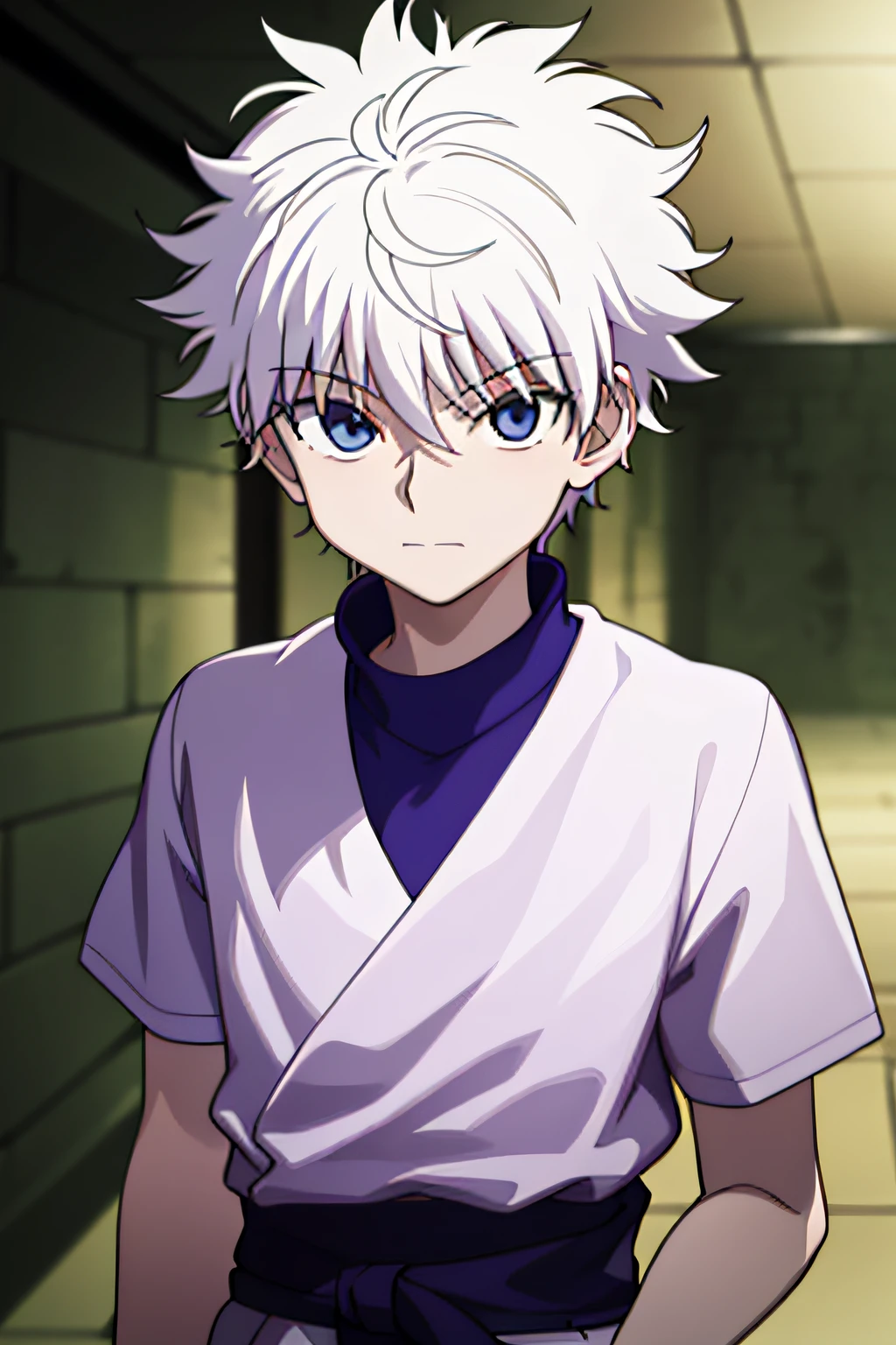 masterpiece, best quality, high quality, 1boy, solo, male focus, looking at viewer, upper body, killua_zoldyck
