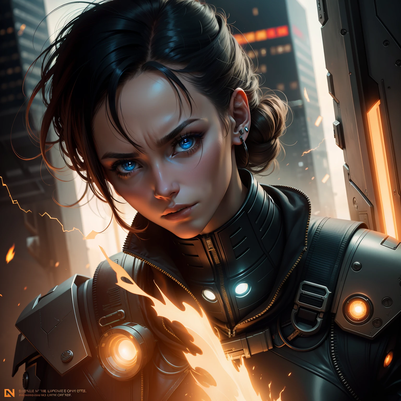 A superhero who ignites the light of hope,sci-fy,cyber punk perssonage,Detailed depiction,Stirring,Face optimization,Eye optimization