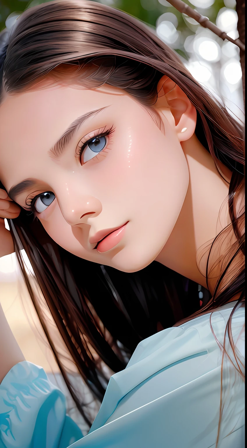 （tmasterpiece，Sideslit，Fine beautiful eyes：1.2），realisticlying，Glossy glossy skin，shiny skins，Facial light，shining face，（1 teenage girl），
Face light，shining face，Glossy glossy skin，Glossy glossy skin，（cowboy lens），