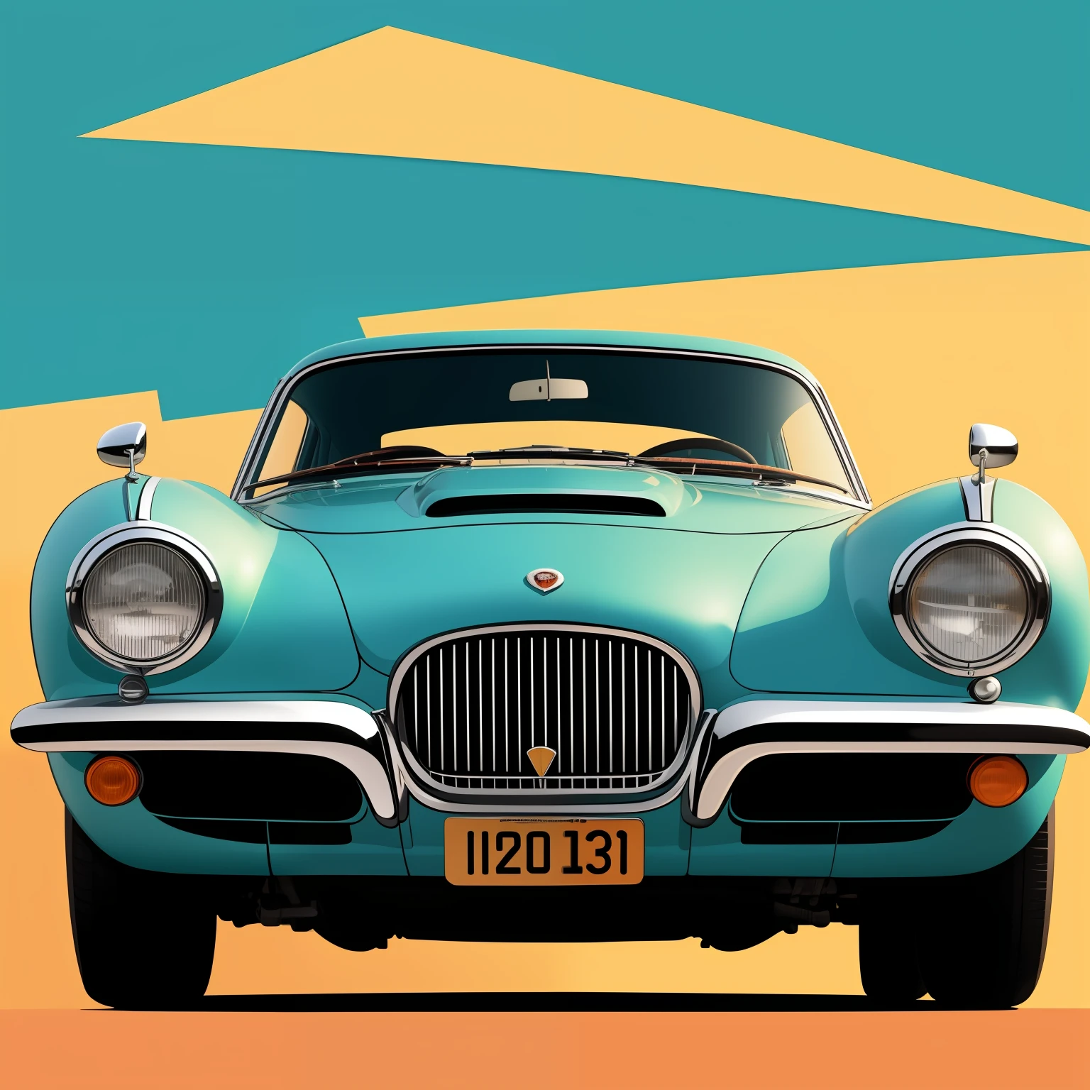 artwork of t-shirt graphic design, Flat design of a retro vintage, Jaguar, Tons coloridos, limpeza altamente detalhada, imagem vetorial, obra-prima fotorrealista, fotografia profissional, realistic bus, simple sunrise backdrop for car, fundo branco plano, isometric, vetor vibrante, branco blackground