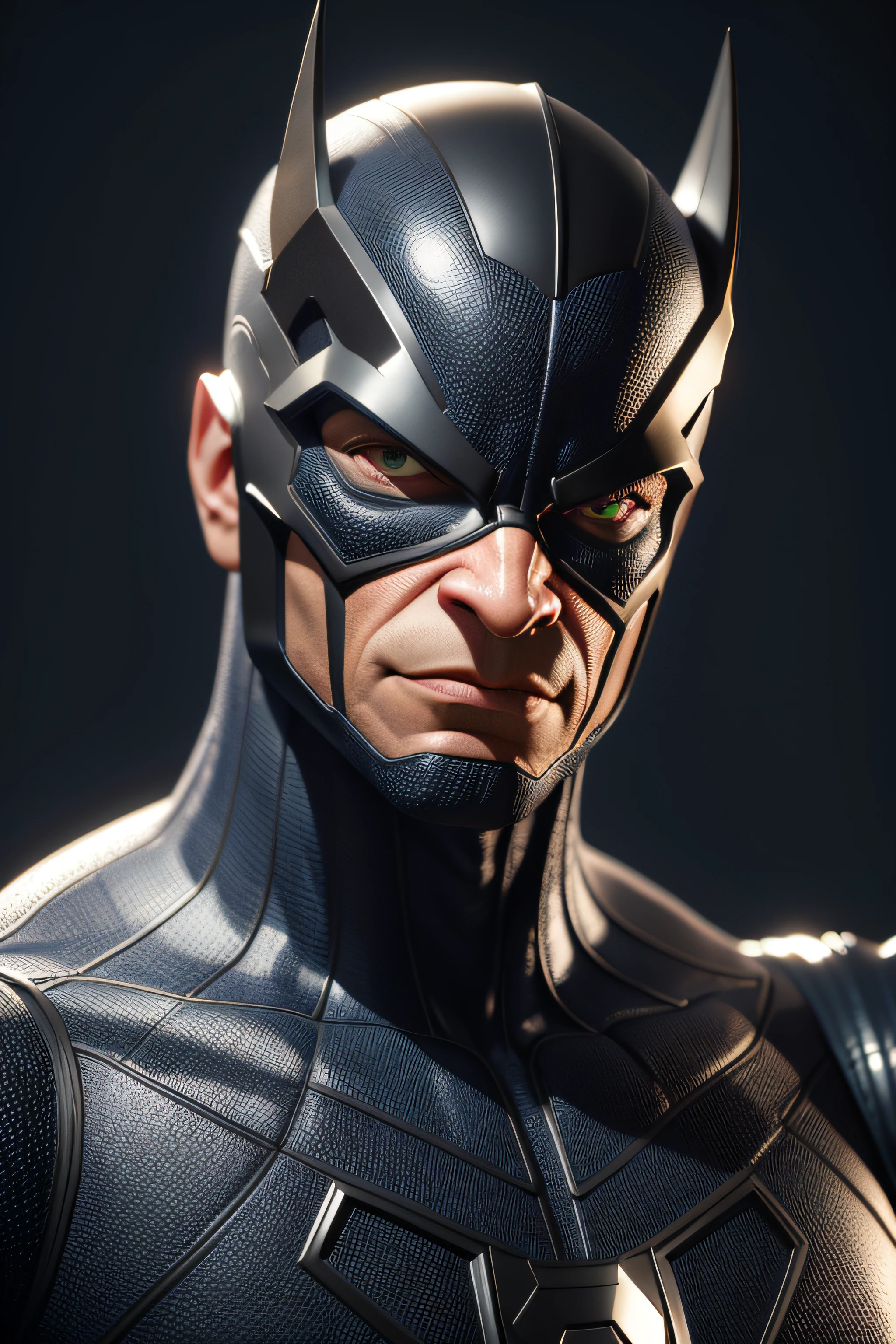 homem aranha, Personagem da Marvel, Fundo negro, various lights, homem aranha armadura futurista, obra-prima, melhor qualidade, trabalho de rending 3d, estilo 3DMM, close-up, retrato, 3D, 1Hulk, solo,