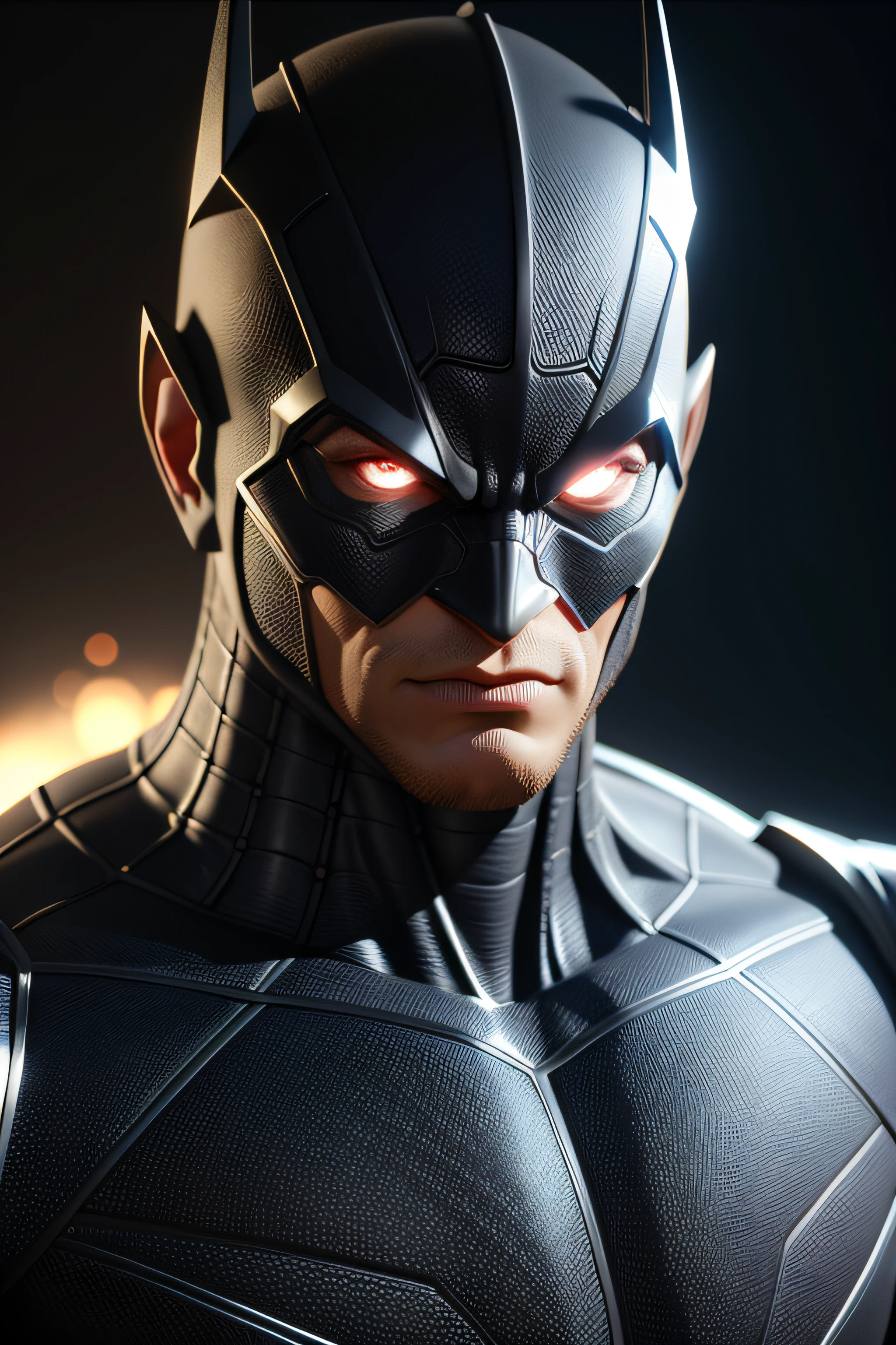 homem aranha, Personagem da Marvel, Fundo negro, various lights, homem aranha armadura futurista, obra-prima, melhor qualidade, trabalho de rending 3d, estilo 3DMM, close-up, retrato, 3D, 1Hulk, solo,