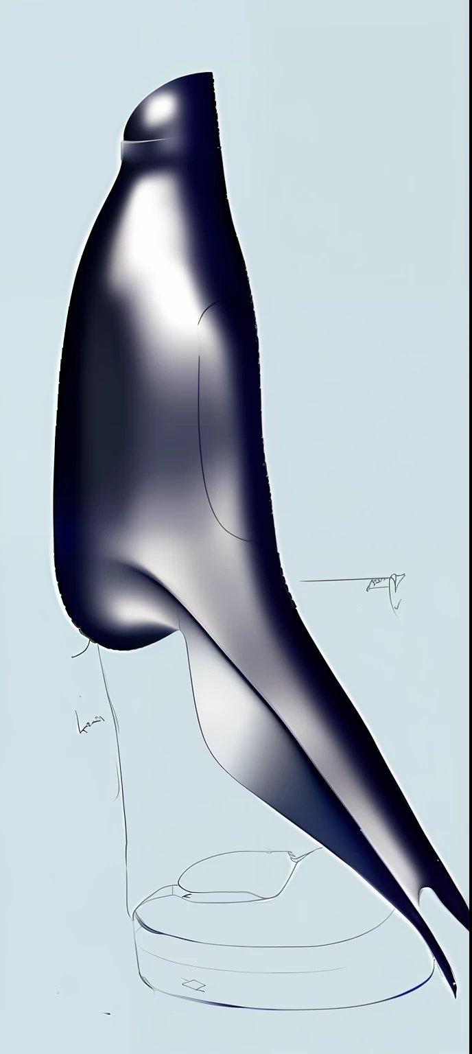 Streamlined sketch of a medical beauty vessel on the side, concept sketches, conceptual drawing, concept art sketch, concept image, technical sketch, inspired by Zha Shibiao, Concept illustration, concept design, old sketch, dissection sketch, in style of zaha hadid, rough abstract sketch，Medical beauty instrument made in the shape of a bionic penguin，