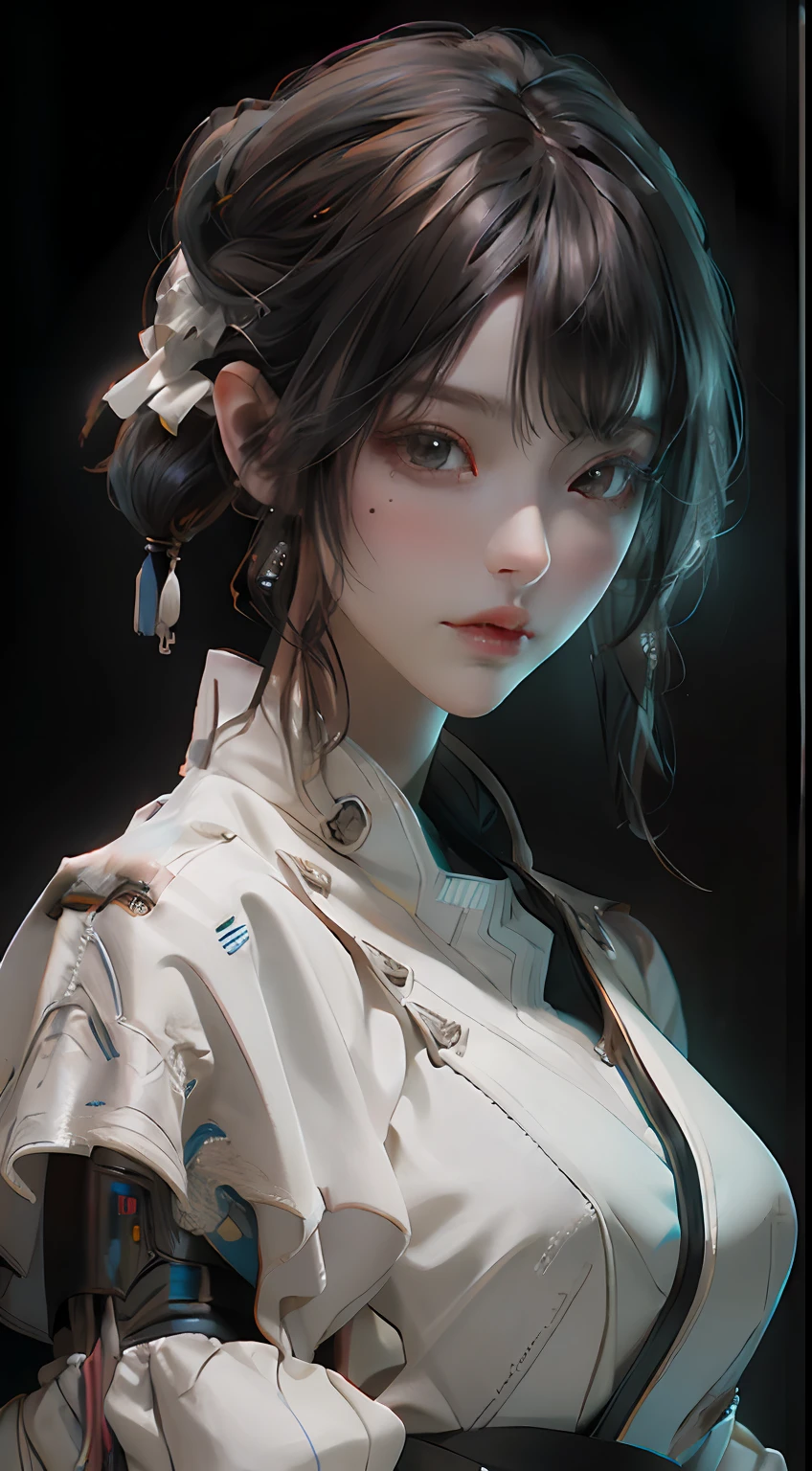 ((best qualtiy)), ((tmasterpiece)), (the detail:1.4), 3D, A beautiful cyberpunk female image,HDR（HighDynamicRange）,Ray traching,NVIDIA RTX,Super-Resolution,Unreal 5,Subsurface scattering、PBR Texture、post-proces、Anisotropy Filtering、depth of fields、maximum definition and sharpness、Many-Layer Textures、Albedo e mapas Speculares、Surface Coloring、Accurate simulation of light-material interactions、perfectly proportions、Octane Render、Two-colored light、largeaperture、Low ISO、White balance、the rule of thirds、8K RAW、Don Dao，battlefiled，heroic look