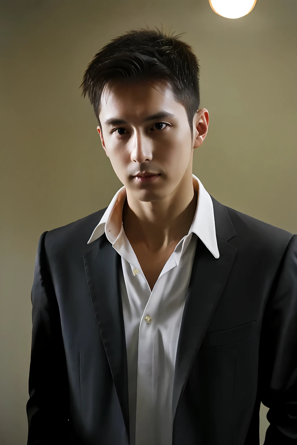 1人,A 25-year-old muscular man,Artistic surrealism,whaite hair,darkly,background inside dark,Business suit,smog,tailcoat,smokes,,Blood on the face,,Surrealist upper body,gentlesoftlighting,tmasterpiece,best qualtiy,8K UHD,digital SLR camera,Midjourney and greg rutkowski's Fujifilm XT3 realistic painting art