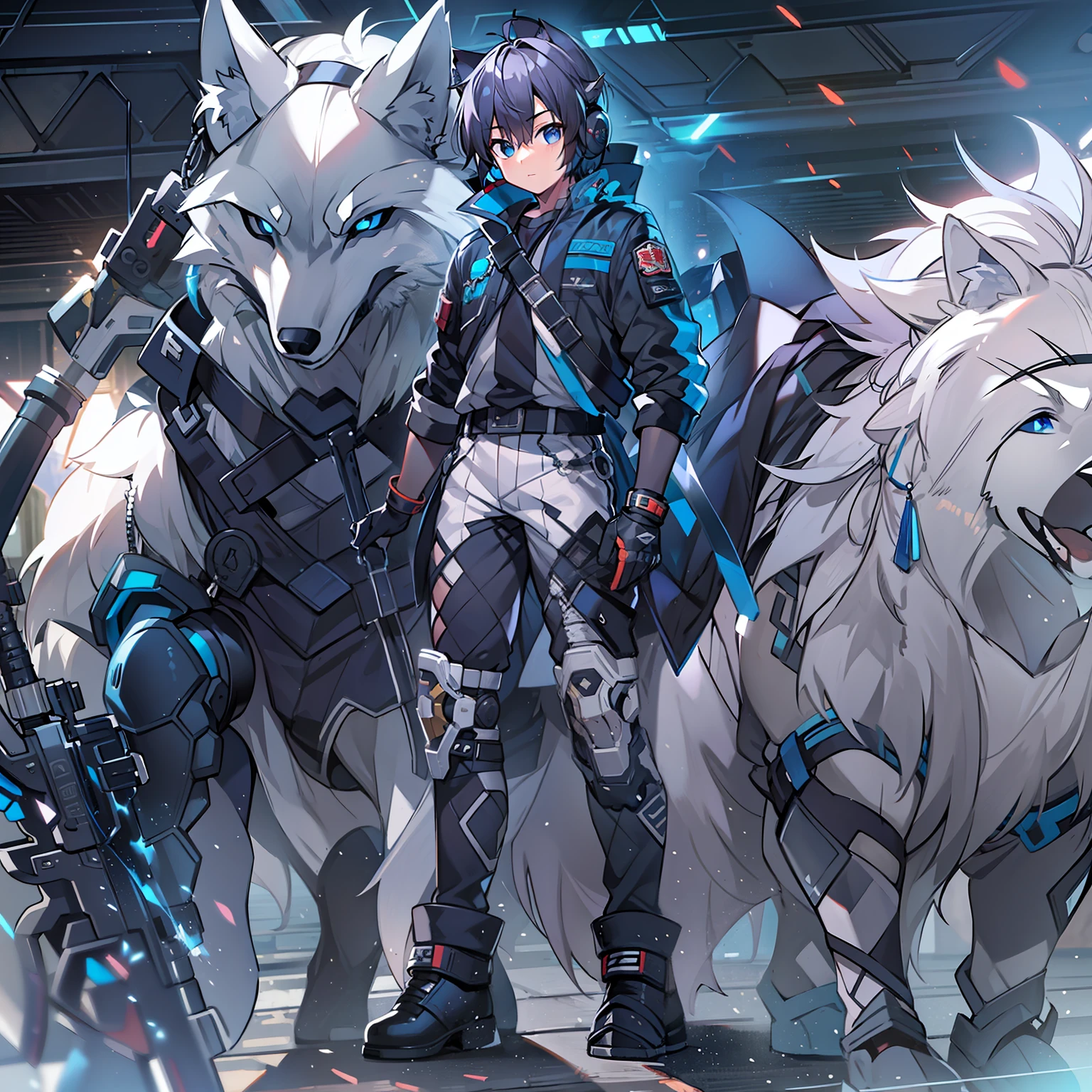 Game CG，8K quality，((younge boy))，juvenile sense，Anime male protagonist，Wolf ears，Handsome eyes