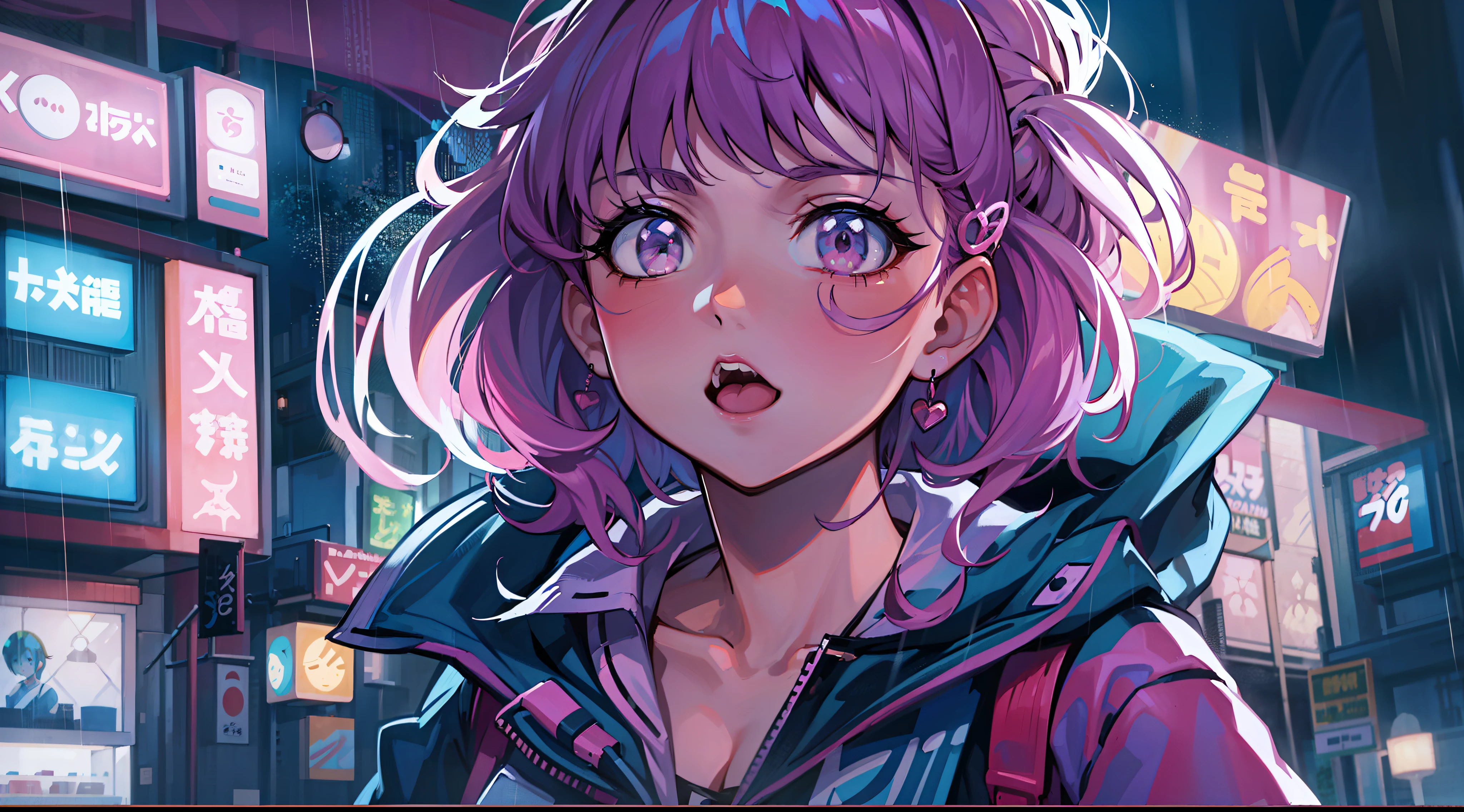 Anime girl walking down street in rain at night,, in the art style of 8 0 s anime, the anime girl is running, ' ramona flowers ', cosmic girl, style of anime4 K, 8 0 s anime art style, Praise Artstyle, official fanart, Anime style illustration