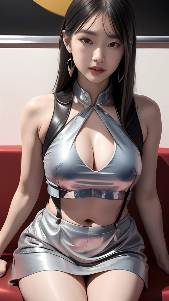 thin fog(tmasterpiece,k hd,hyper HD,16k)brunette color hair,15 year old girl,Multi-layer gauze skirt,Silver embroidered crown gold setting,Rouge lips,Cherry mouth,Focus on the neckline,Soft hair like slippery silk,Sparkling,Almost reluctant to look away,She wears a suspender cheongsam!Imagine that,She just wore a suspender cheongsam to shop in the bustling Sanlitun,One can't help but want to take a closer look。Take a closer look, desi,Her belly pocket is quite stylish,The skirt flutters in the wind,It's like adding a touch of energy to the whole street,Crocodile skin train,A sneak peek angle,(From the angle below),Sit in the seat of the train python,sitting in front,Zoom camera,head portrait,Head down and sleepy-eyed,Look at the ground, best qualtiy, hyper HD, (realisticlying:1.4),, A high resolution, the detail, RAW photogr, Sharp Re, Nikon D850 Film Stock Photo by Jefferies Lee 4 Kodak Portra 400 Camera F1.6 shots, Rich colors, ultra-realistic vivid textures, Dramatic lighting, Unreal Engine Art Station Trend, cinestir 800,