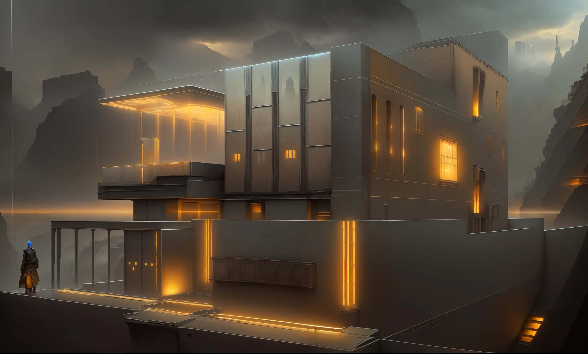 ((masterpiece)),((best quality)),((high detial)),((realistic,)) Industrial age city, deep canyons in the middle, architectural streets, bazaars, Bridges, rainy days, steampunk, European architecture