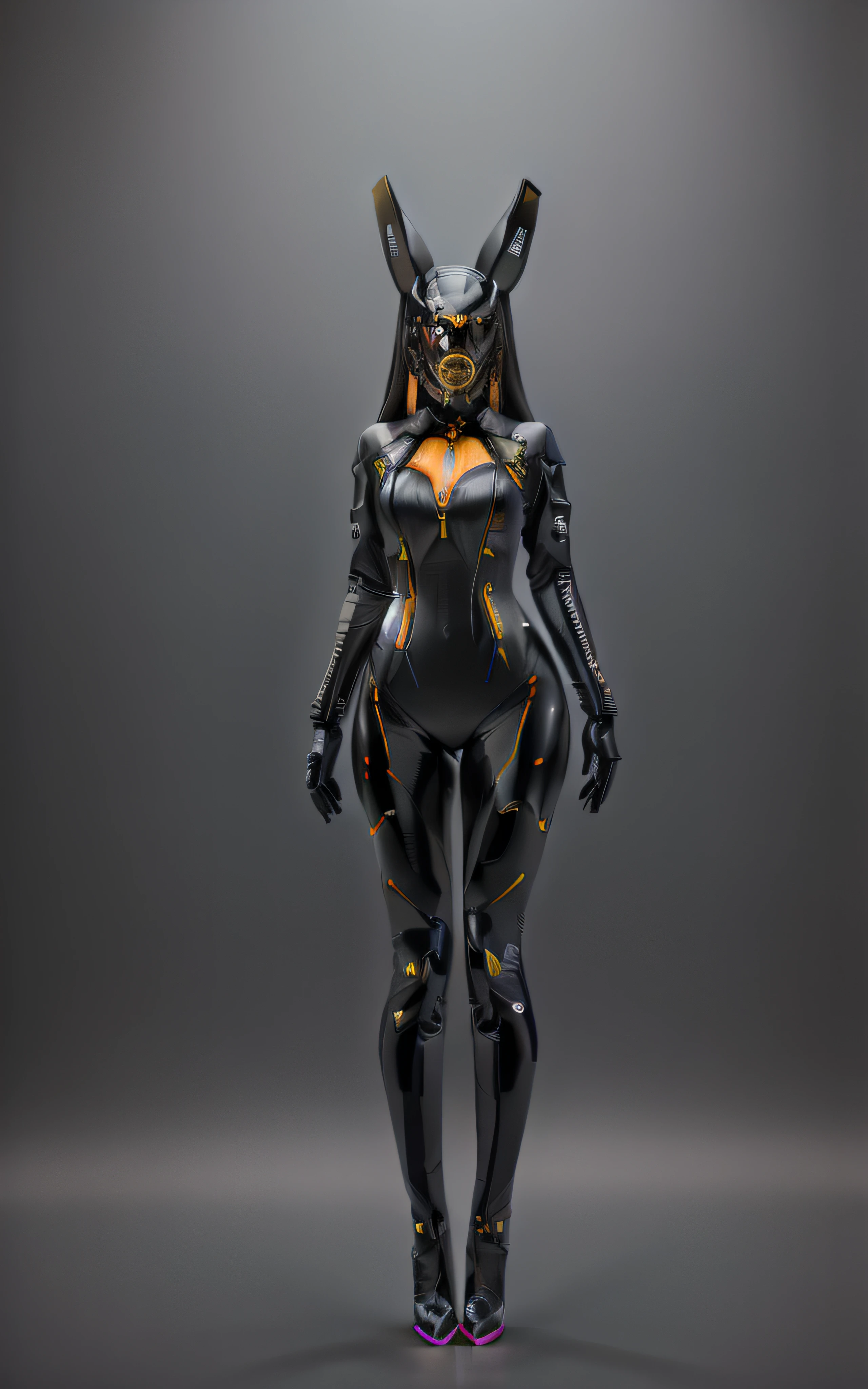 Overall symmetry，High ponytail hairstyle，mechanical structure