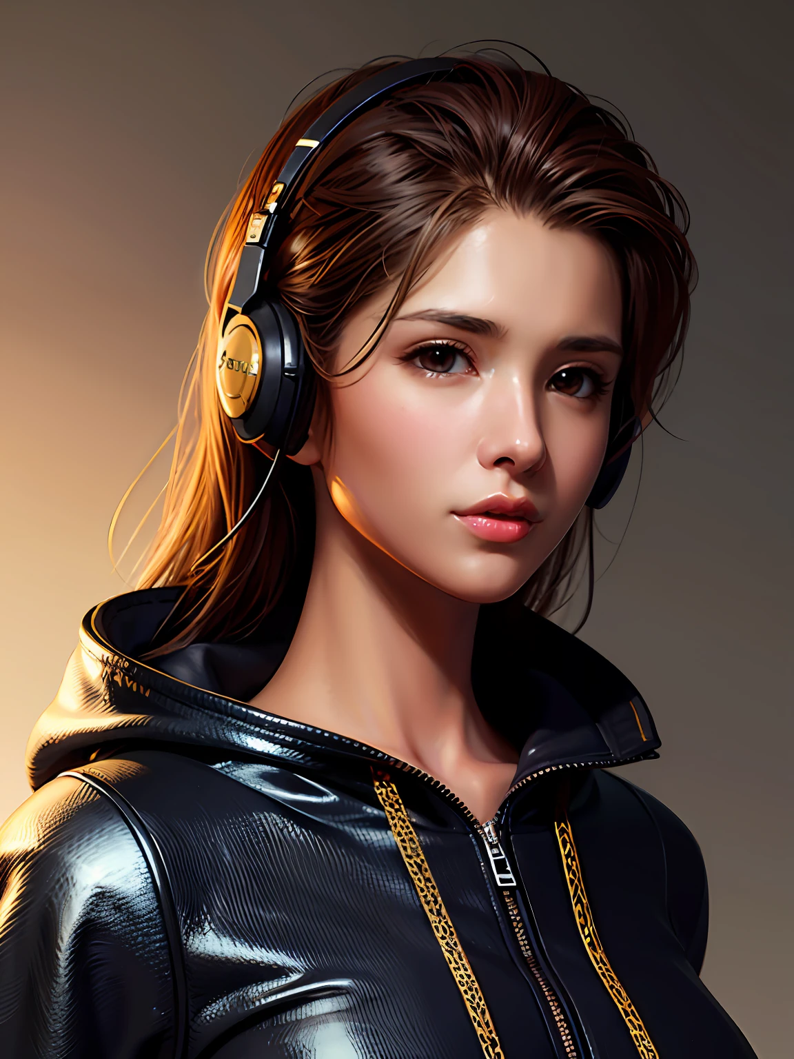 long straight dark brown haired gamer girl leaning into the camera, three-quarter headshot:1.2, lean body, fit body, photo from front above, dark red hoodie:1.2, straight hair, large leather gamer headphones:1.2, skintight black top:1.2, looking at viewer, realistic, 4k, cinematic lighting, perfect, soft lights, intricate details:1.2, high resolution skin:1.2, realistic skin texture, realistic face, perfect anatomy, lean girl, fit girl, sfw:1.2, jumper:1.2, hoodie:1.2, headphones:1.2