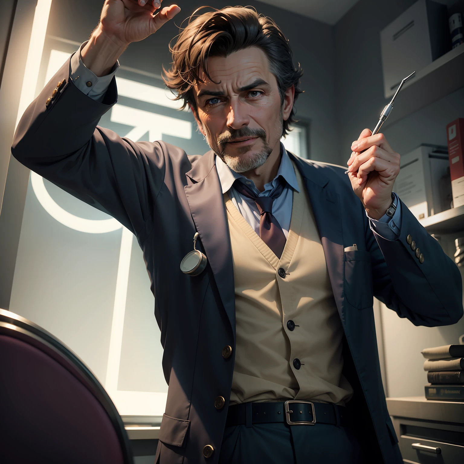 Create the character the wise Dr. Dente, a friendly dentist.