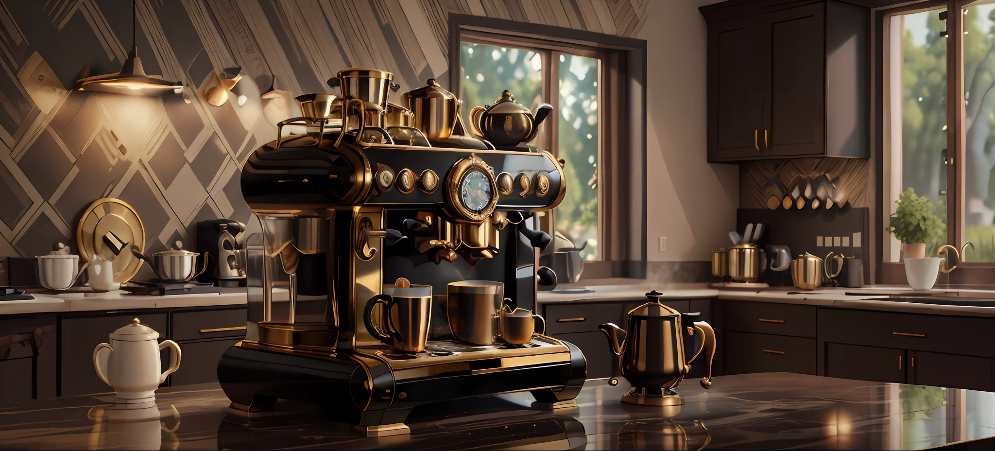EbonyGoldAI coffee machine in kitchen