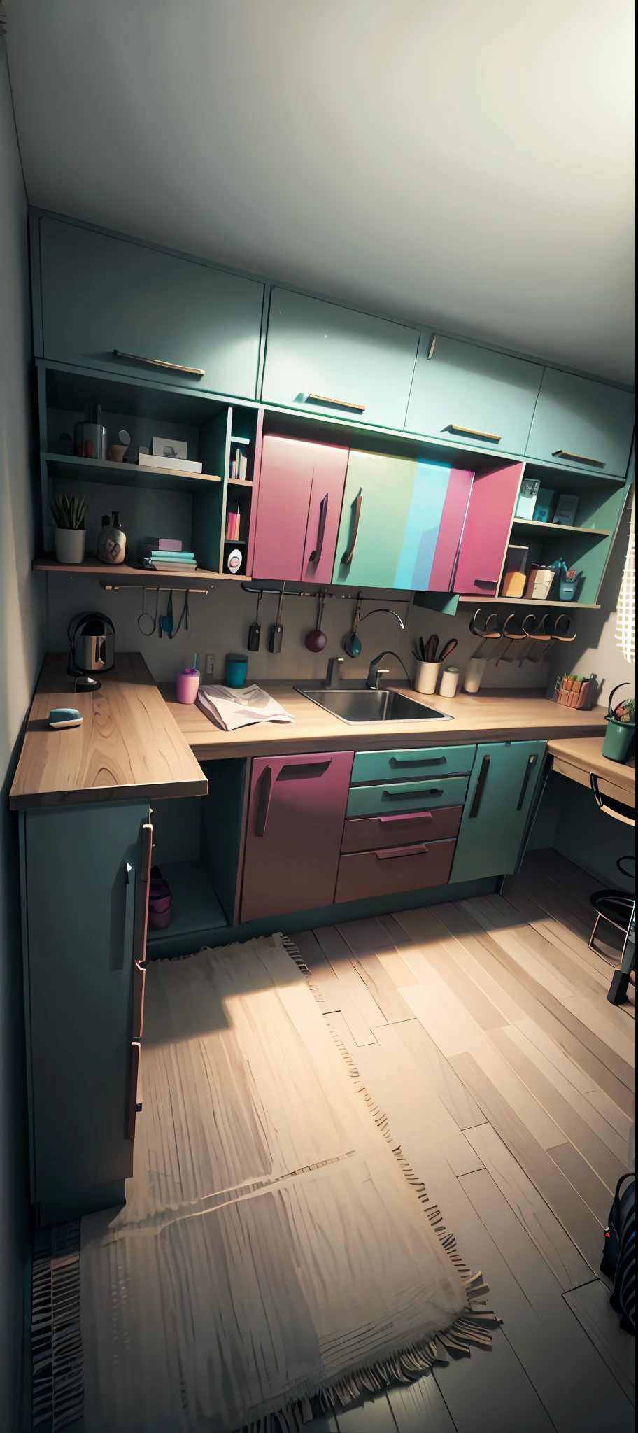 Mueble en colores, estilo moderno