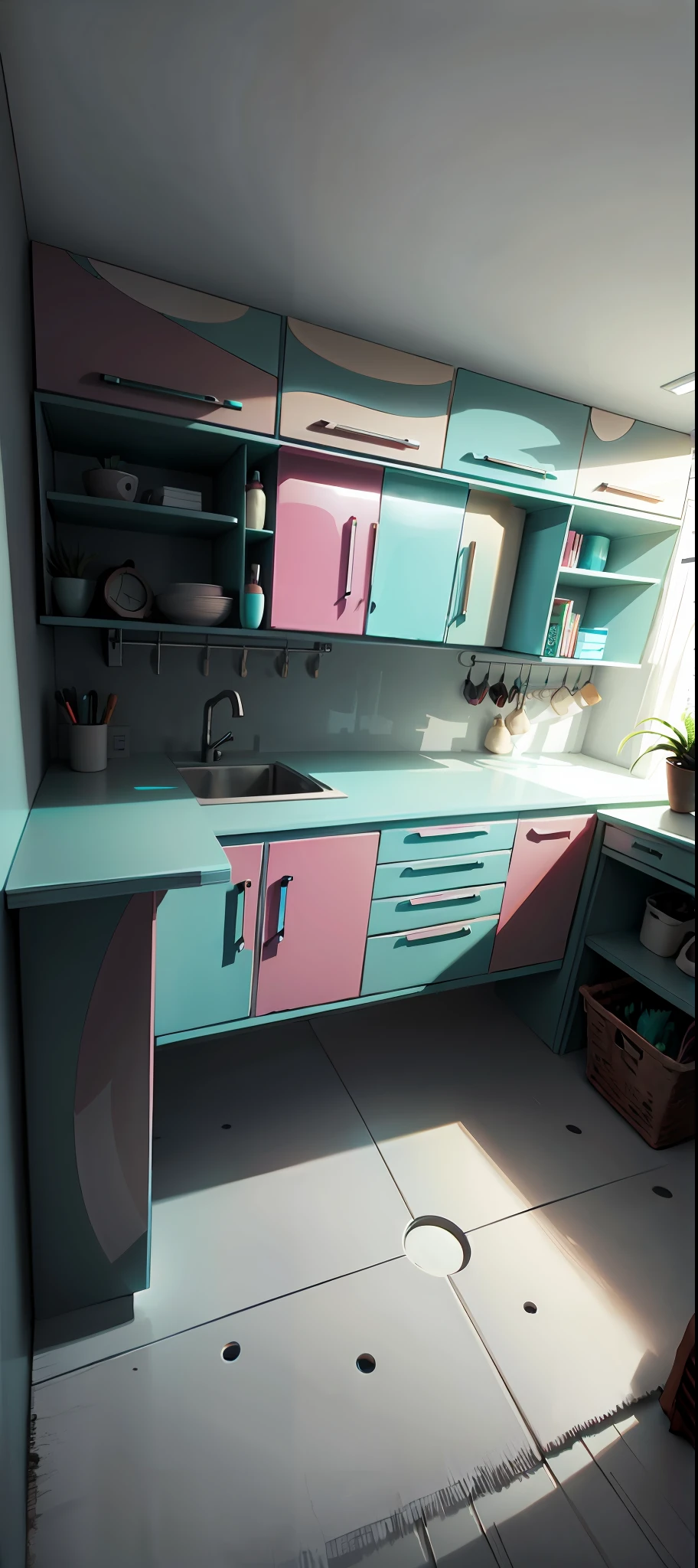 Mueble en colores, estilo moderno