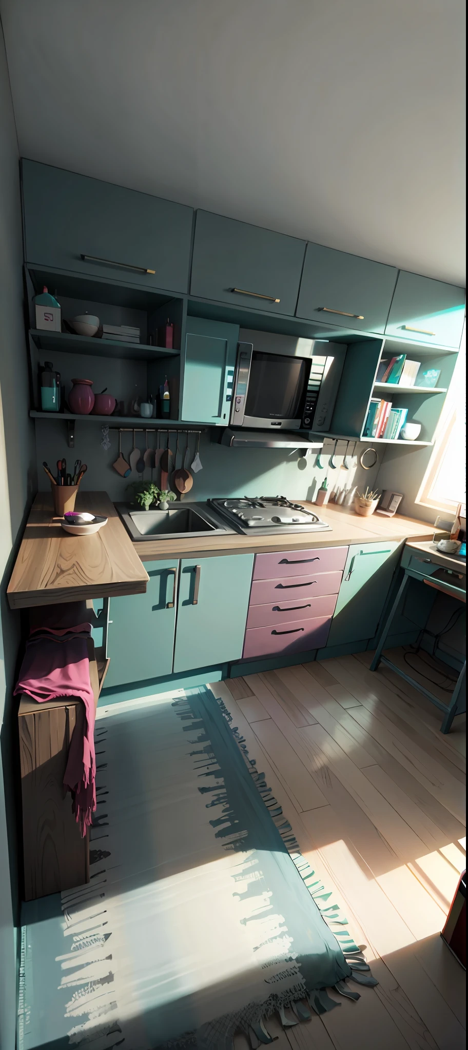 Mueble en colores, estilo moderno