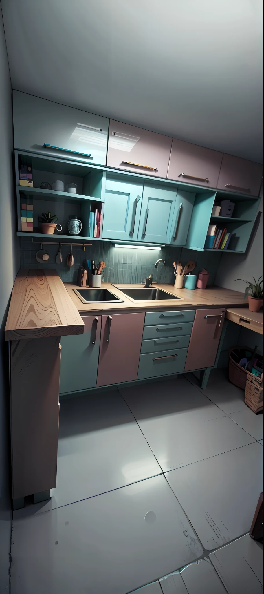 Mueble en colores, estilo moderno