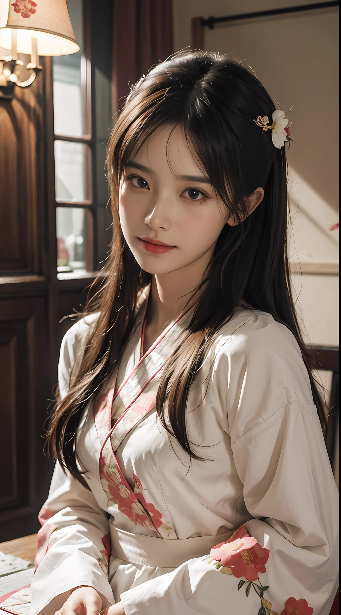（sandbox：1.4），Movie Angle，（Cute girls，anatomy correct，full bodyesbian，Masterpiece camellia，Masterpiece Hanfu，ssmile），（paper art，Quilted paper art，geomerty），（plethora of colors，Best quality，high detal，tmasterpiece，Cinematic lighting effects，4K，Chiaroscuro）