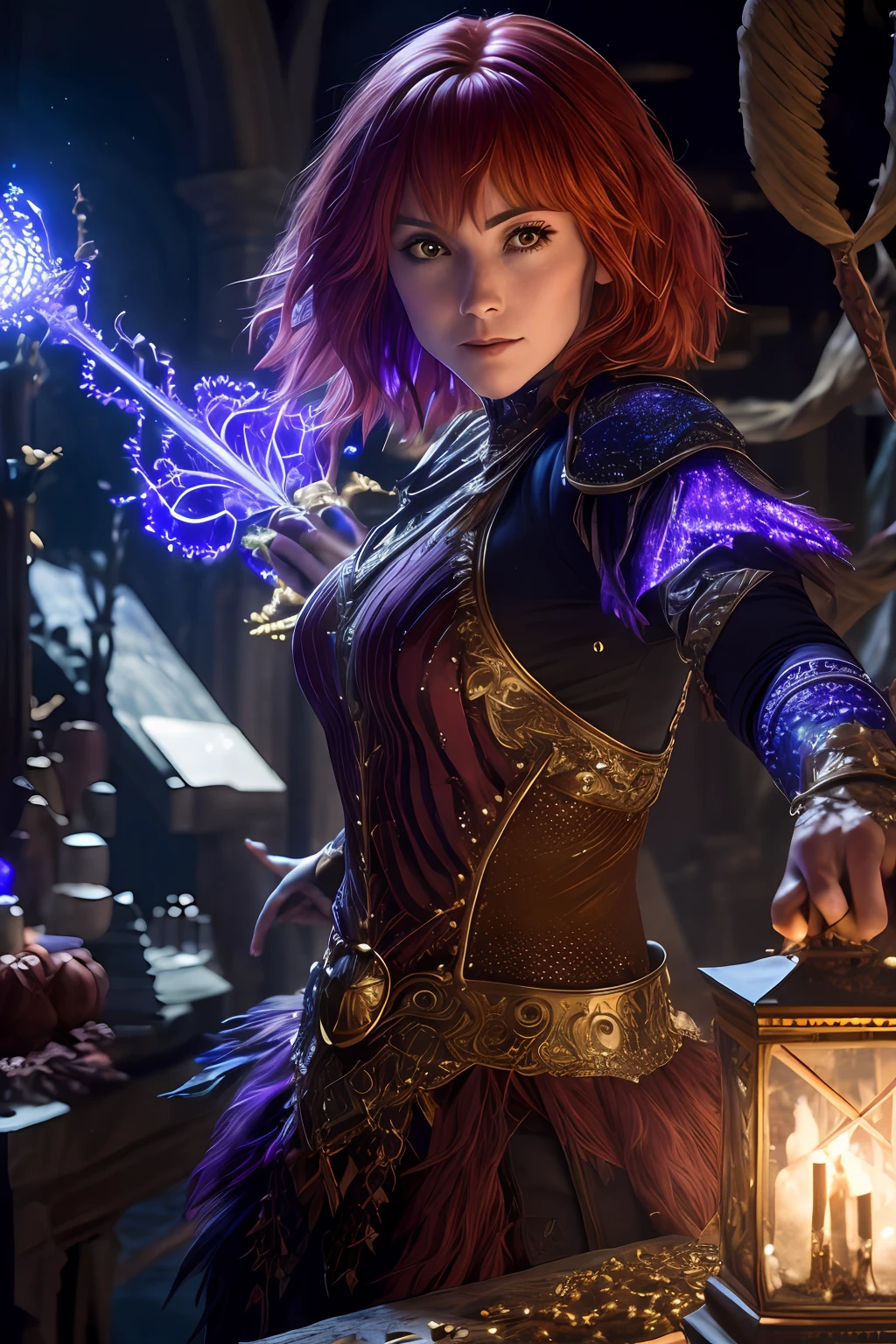 (fond d'Highly detailed 8K display), une photo moyenne d'A fearful necromancer, complexe, Very detailed, dramatique