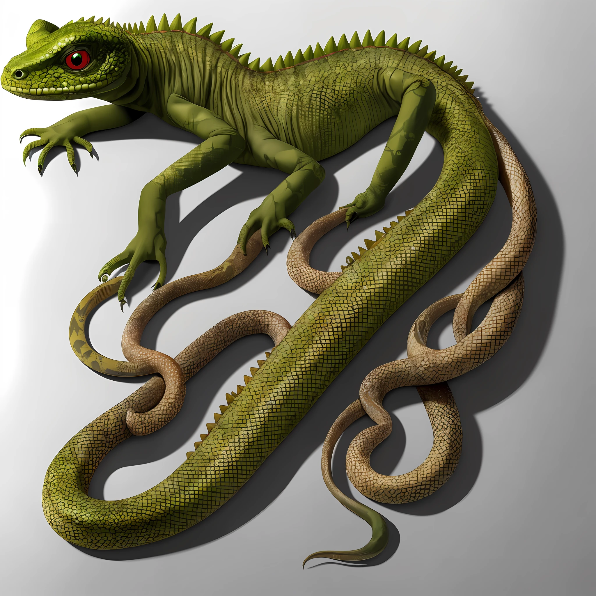 Monster half lizard half snake with arms and blades in place of hands