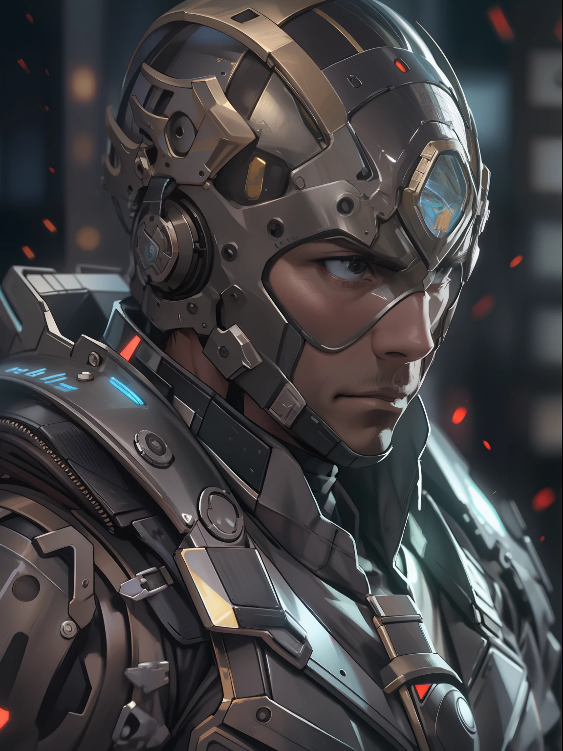 game card, male metallhead guy, expression serious, upper body intensity, masterpiece, best quality, ultra-detailed, cinematic beautiful lighting, intricate details, looking at viewer, depth of field-ar 2:3-s 200