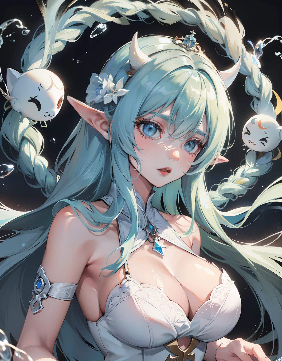White demon horns, ((chifres brancos))