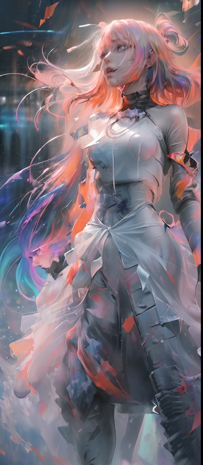 (level difference:1.8),(Paint colliding and splashing on the canvas),(depth of field),1girl's side face blends into it,(side face),open mouth,(liquid paint rainbow hair:1.1) made of paint and defies gravity,thick flowing,(paint splatter:1.3),Liquid state,stunningly beautiful, masterpiece, detailed background,ultra high quality model, ethereal background,abstract beauty, explosive volumetric, oil painting,heavy strokes,Romantic lighting,Sub-Surface Scatterring,lens 135mm,f1.8,glow,8k,high resolution, dreamy,ray tracing,hdr,god rays,
