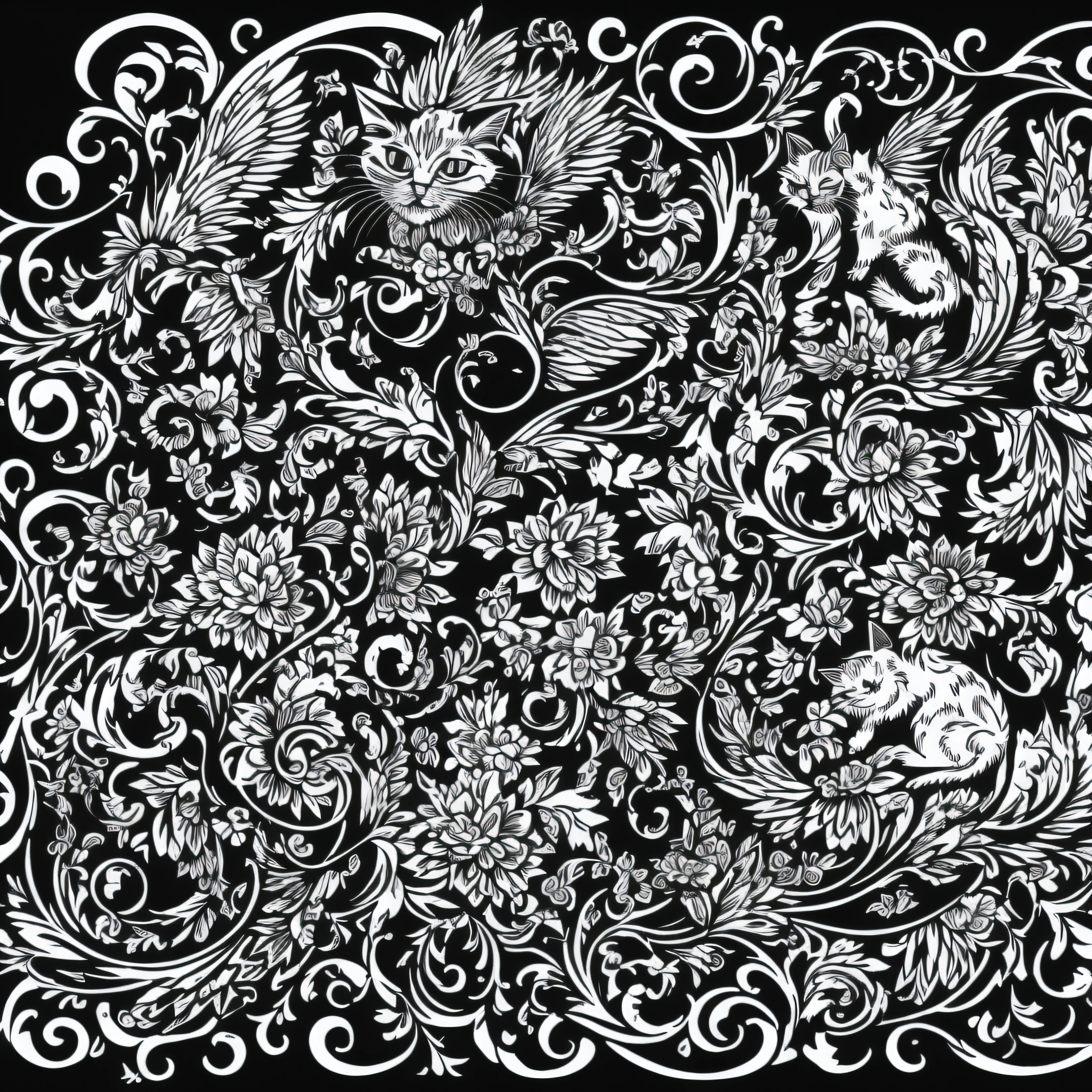 very small medieval cat in the center, less details, logo design, black and white, ink, stencil, very simple, white background