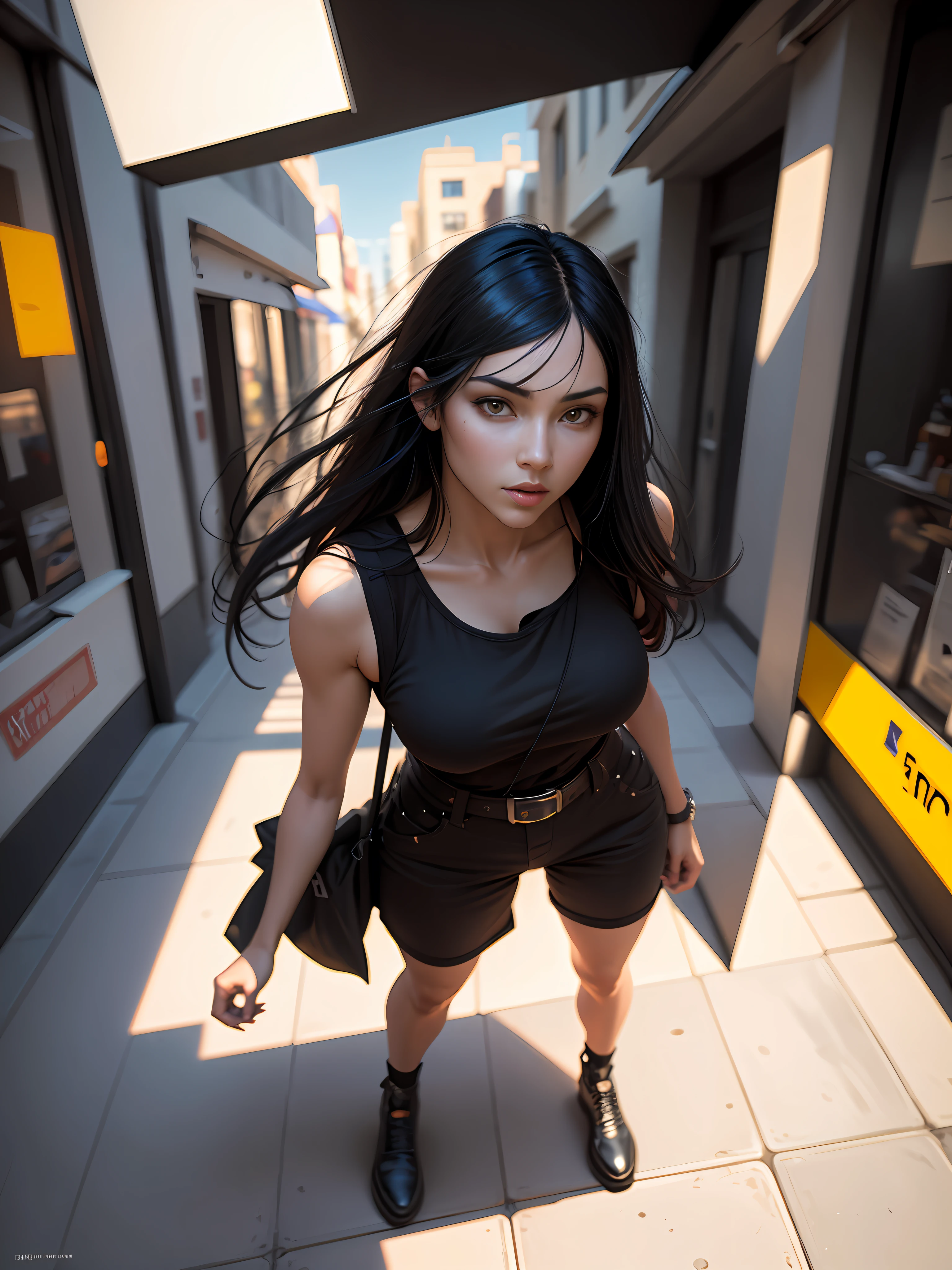 Black hair, color drain, first person perspective, Wide shot, stereograms, back lit lighting, god light, Cinematic lighting, Cubist futurism, En plein air, hyper HD, retinas, Textured skin, Super detail, High details, High quality, Award-Awarded, Best quality, A high resolution, 16k --auto