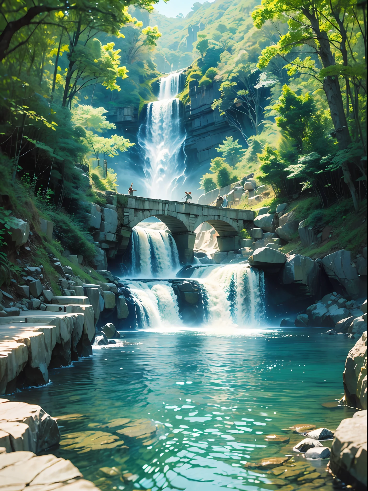 Um lugar sereno, very pleasant, lindo, dia de sol, calor, 夏天, calmo e com belo paisagismo. Dois coelhinhos brancos, penugens leves e delicadas, pequenos , delicados identicos, fofos, filhotes, perto do rio, fotorrealista, 8k uhd, studio quality, ultra realista, maximum detail, grande escala, ultra-detailed post-processing drawing, fotografia, detalhado, cinematic lighthing, paisagem, panorama, scenecy, ray tracing, cinema4d, imagem de 16 por 9 --auto --s2