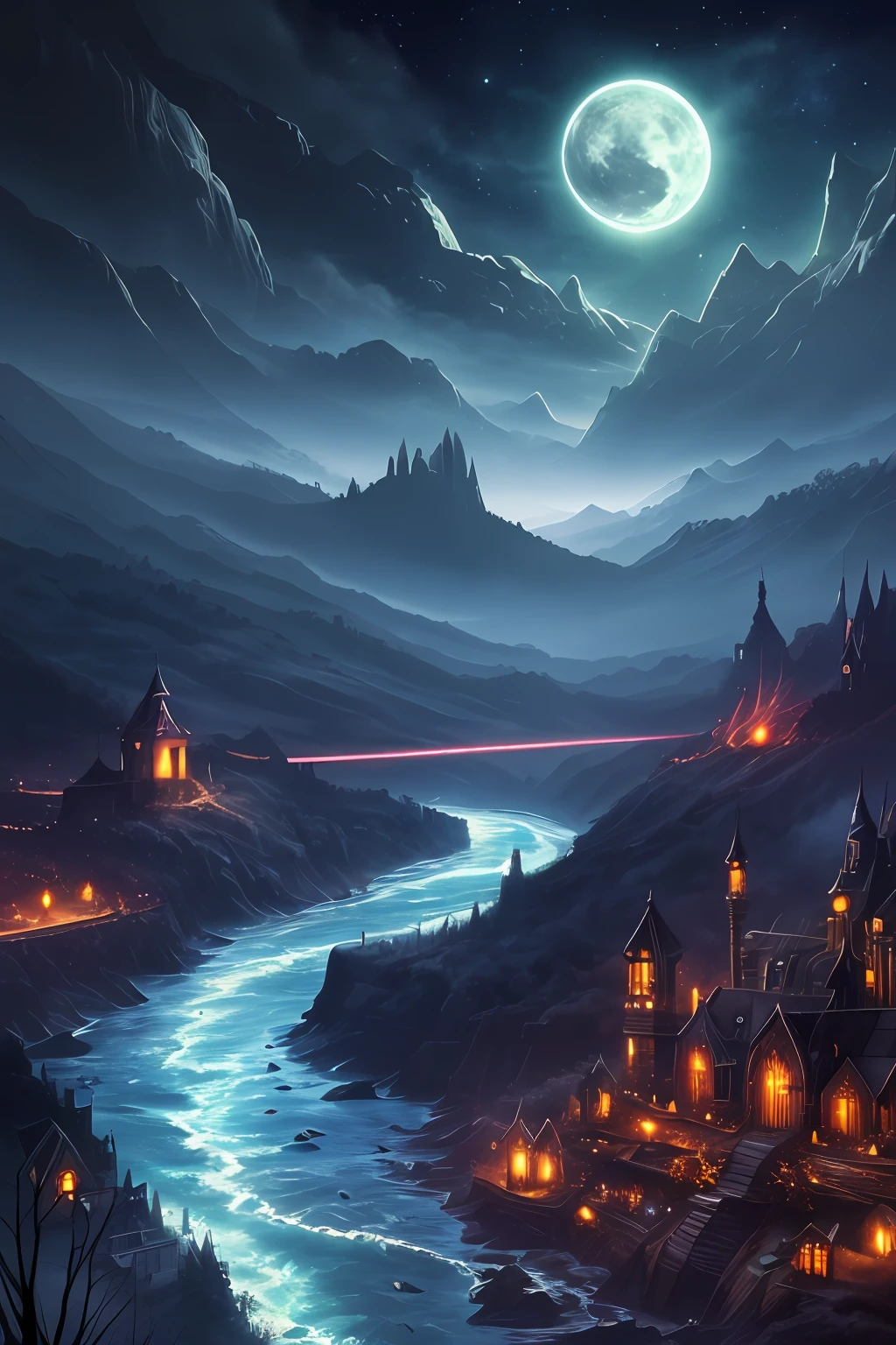 (extremely detailed 8K wallpaper), Photo in the middle of the frame ,good hypnosis, God of nightmares, Beautiful sinister youth, youth, full length, suntanned skin, black curly hair, Long red shroud, A world of nightmares, The world of terrible dreams, Portals to people's nightmares, Shards of Fear Shards, Rivers of Blood, Frightening rivers, Endless night sky, Huge eyes of unknown creatures, fantasy world, nightmare, Horror landscape, Horror, Dark Fantasy, gotik, full - body, Eyes of detail, Fantastic view, Landscapes of the world of dreams