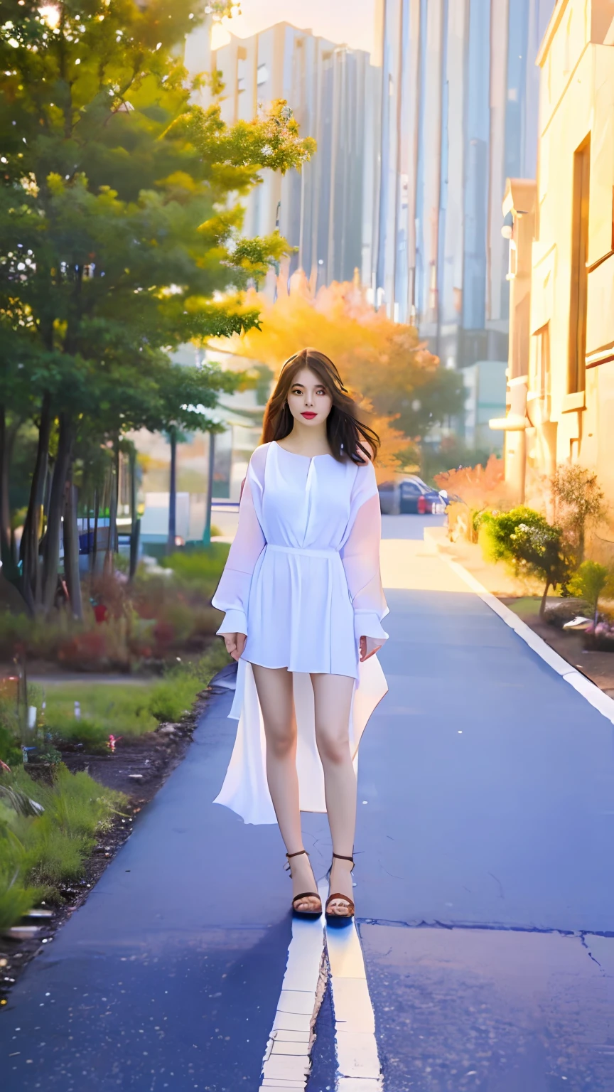mix4, 20d, solo, long_hair, shirt, dress, high_heels,full_body, look_at_viewer, (8k, RAW photo, best quality, masterpiece:1.2), (realistic, photo-realistic:1.37), professional lighting, photon mapping, radiosity, physically-based rendering,