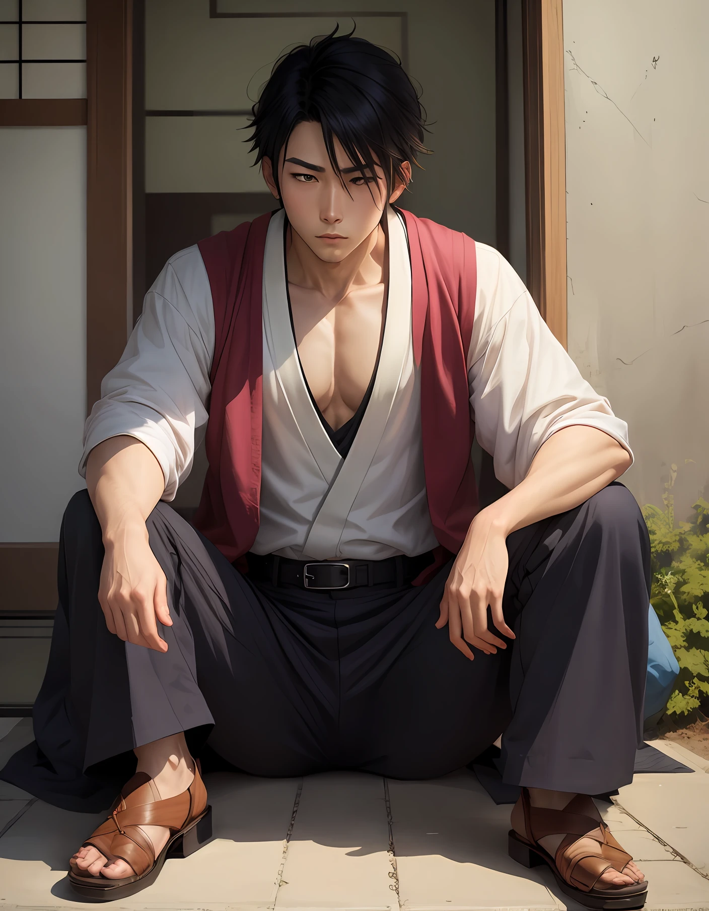 Anime Japanese male contemplation