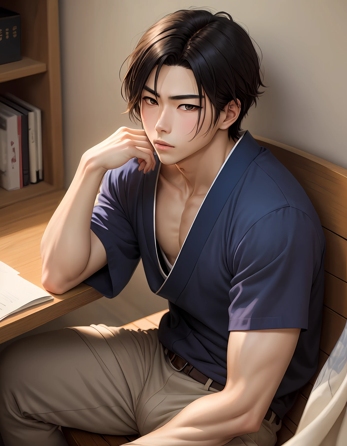 Anime Japanese male contemplation