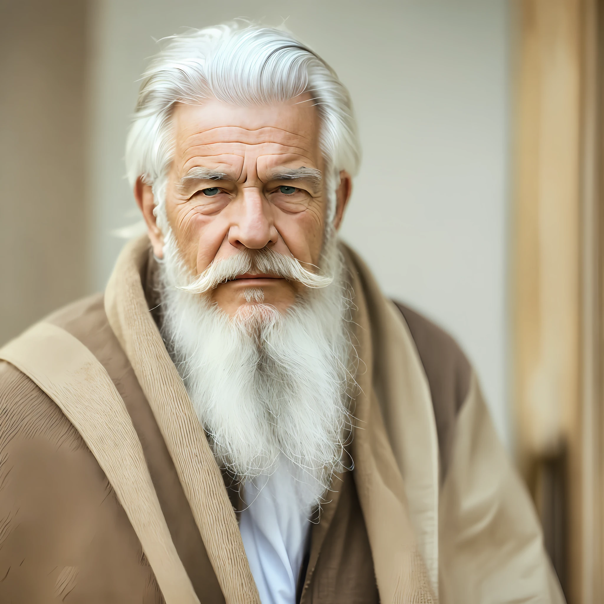 an elder with beards and white hair, with a serene face