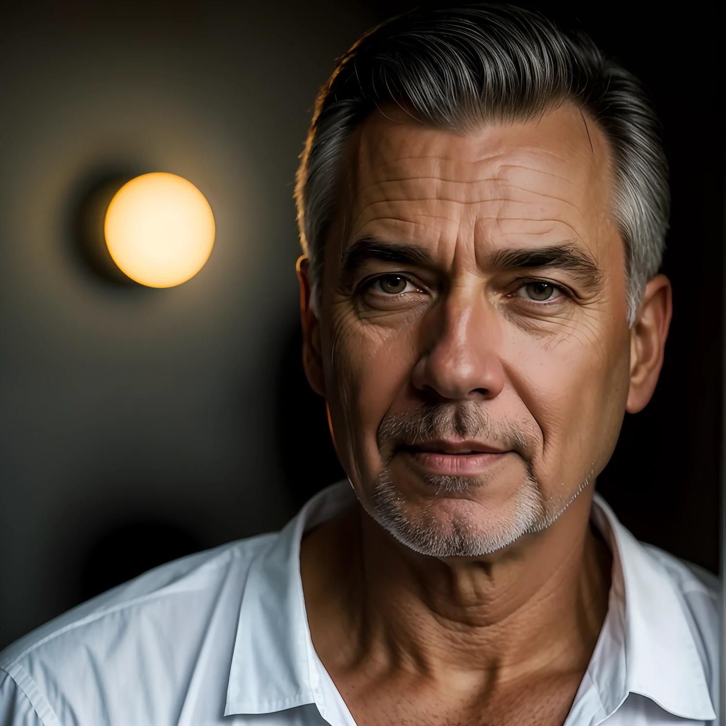 Homem de cabelos grisalhos, realista. cinemactic. foto de um homem branco de 50 anos, Retrato de Mark Hammil, Bill Sienckiwicz, Pedro Singhof, Retrato de Chuck Clayton, Stefan Koidl, Pedro Deligdisch, Miguel Bosanko, Ted Nasmuth, andrzej sykut, Jan Urschel. open angle
